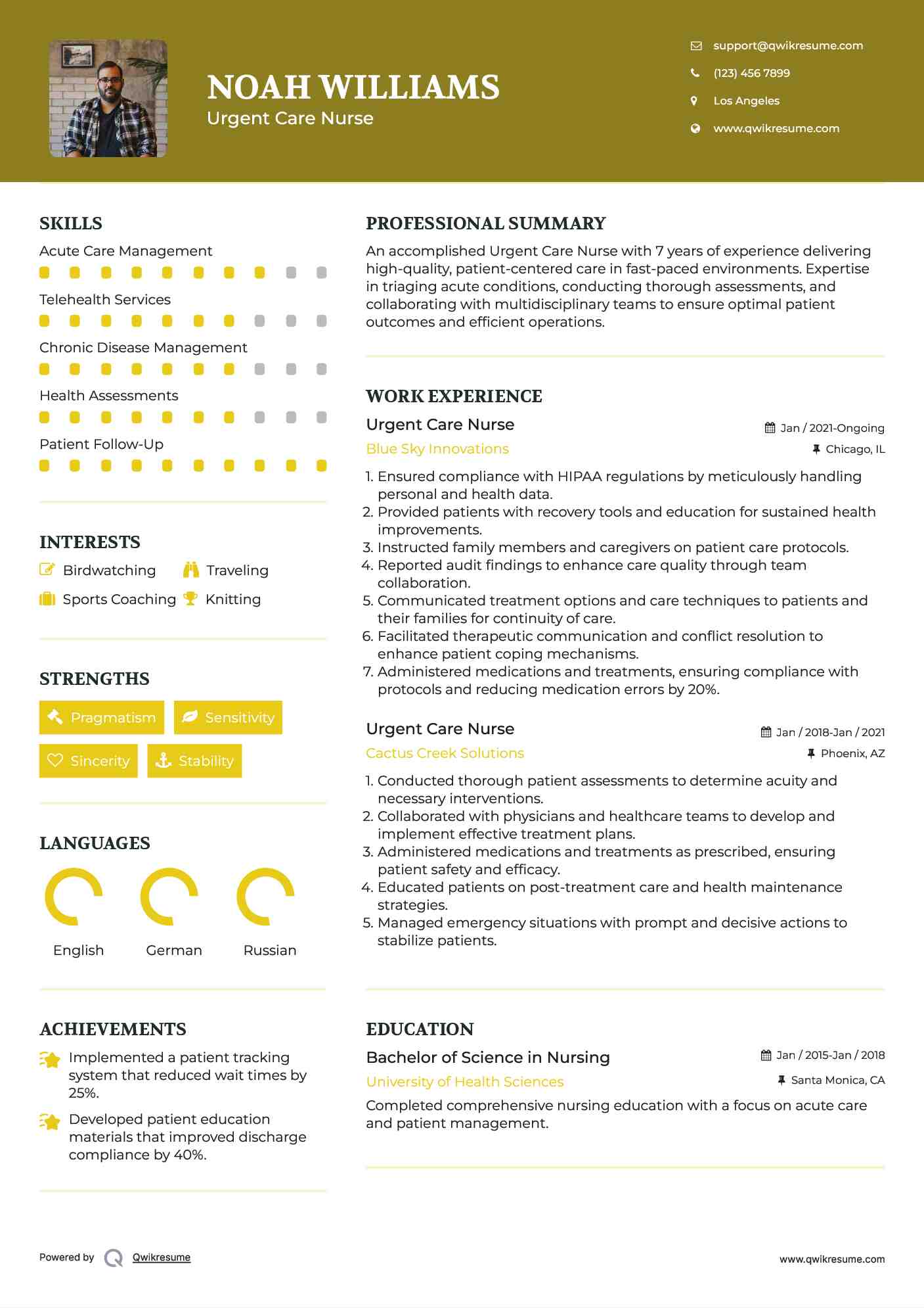 Urgent Care Nurse Resume Sample