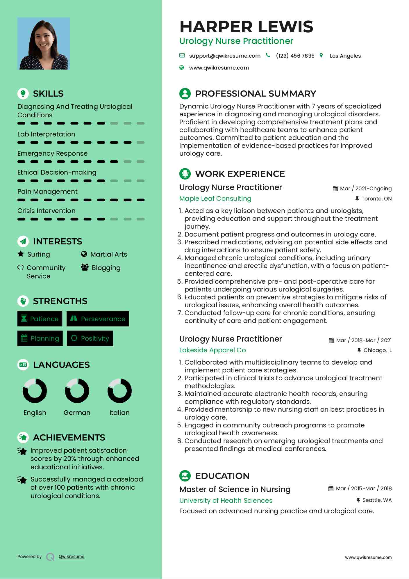 Urology Nurse Practitioner Resume Format