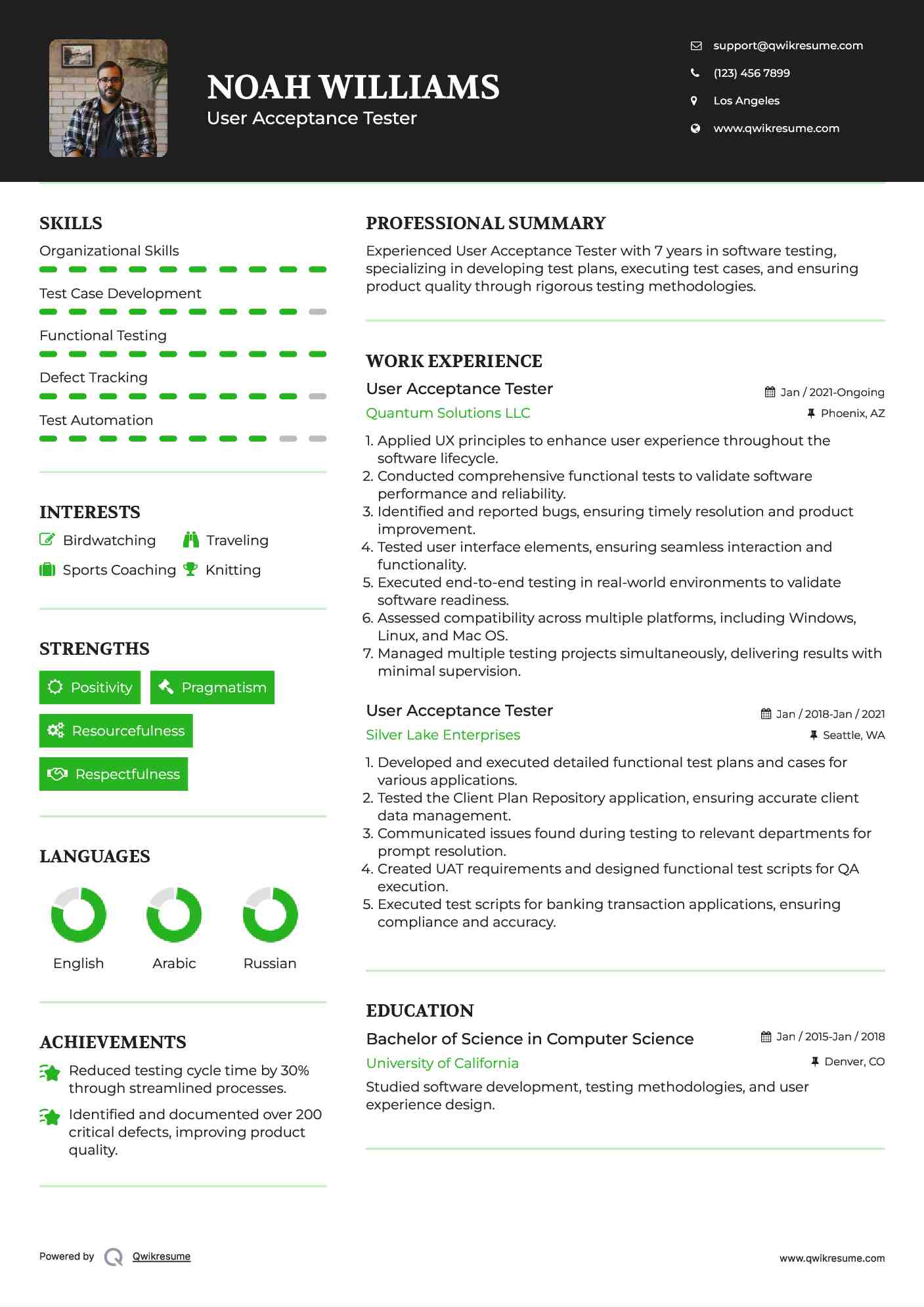 User Acceptance Tester Resume Samples QwikResume