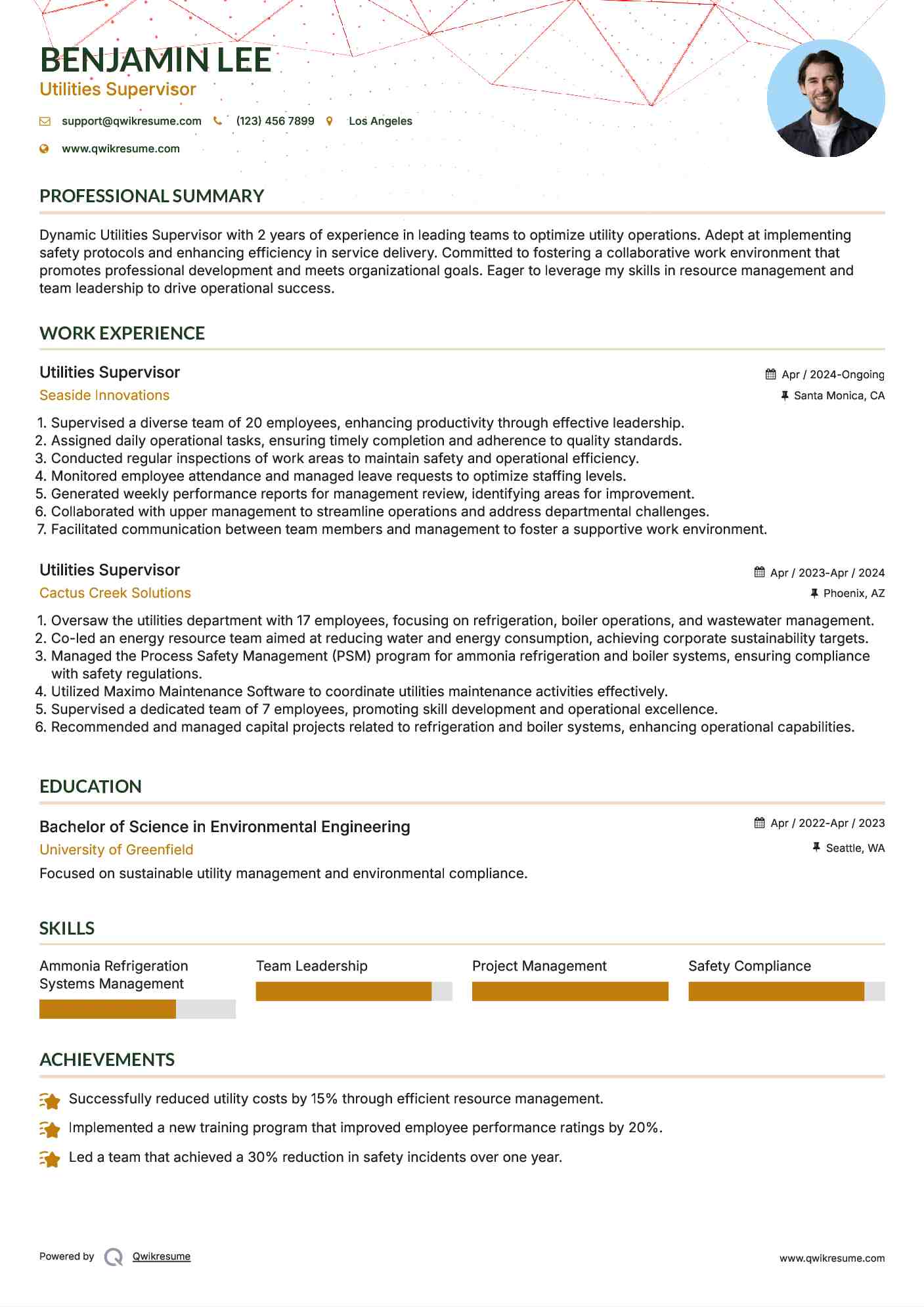 Utilities Supervisor Resume Format