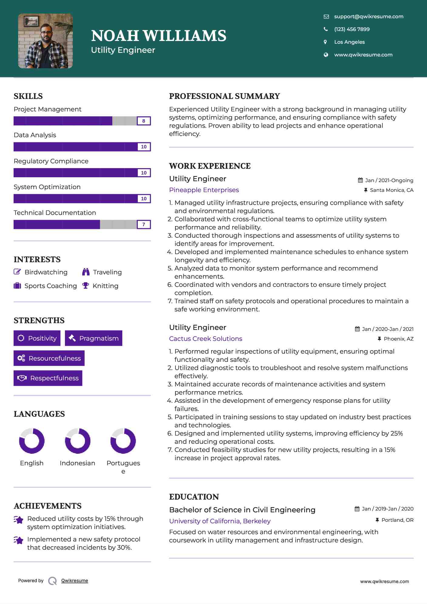 Utility Engineer Resume Template