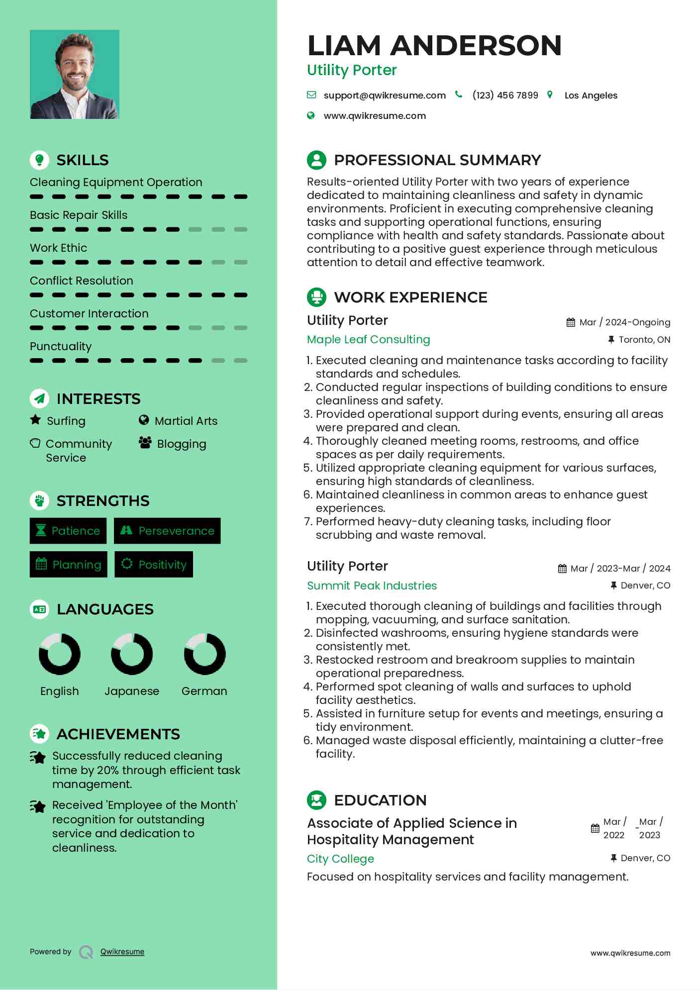 Utility Porter Resume Format