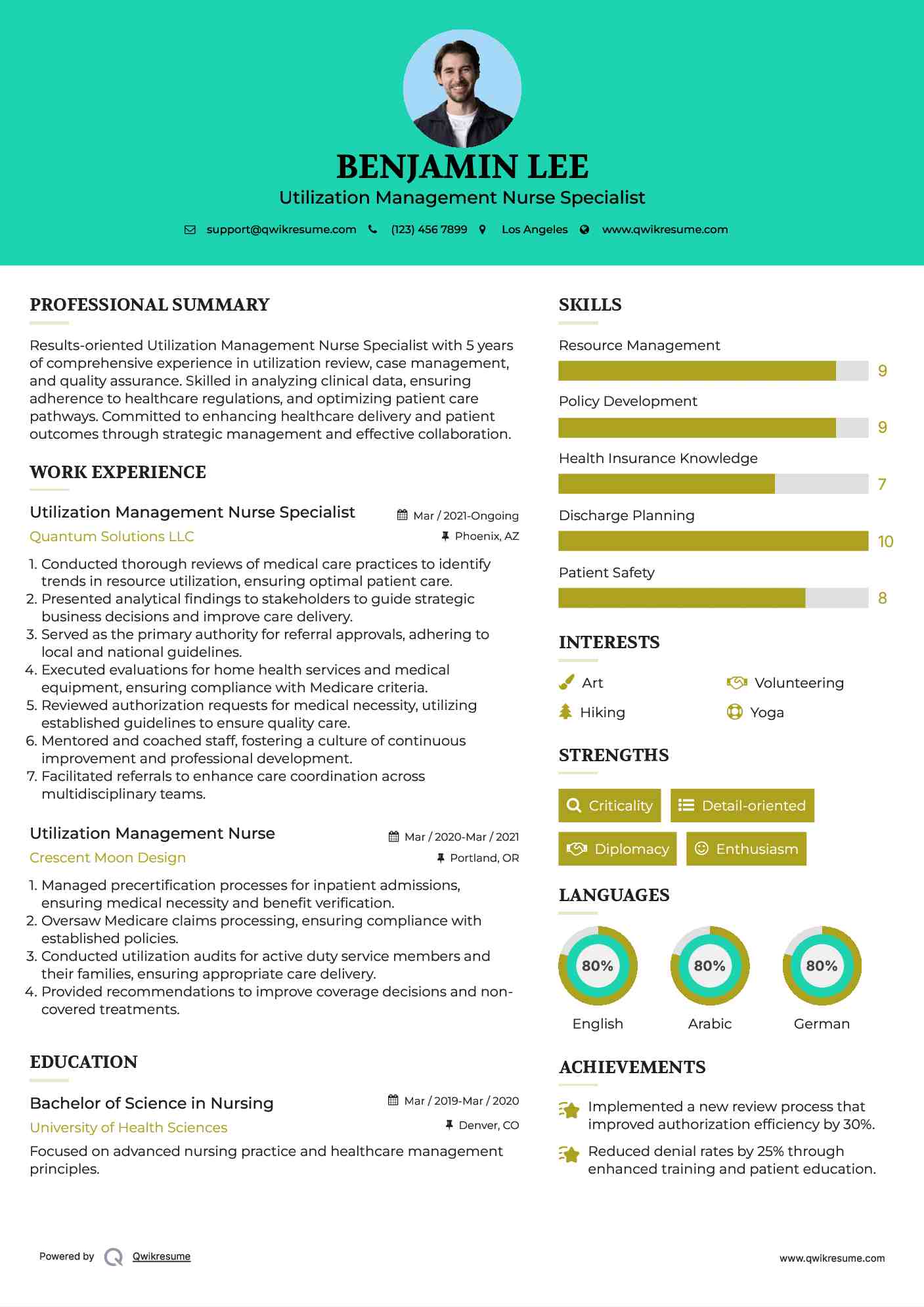 Utilization Management Nurse Specialist Resume Template