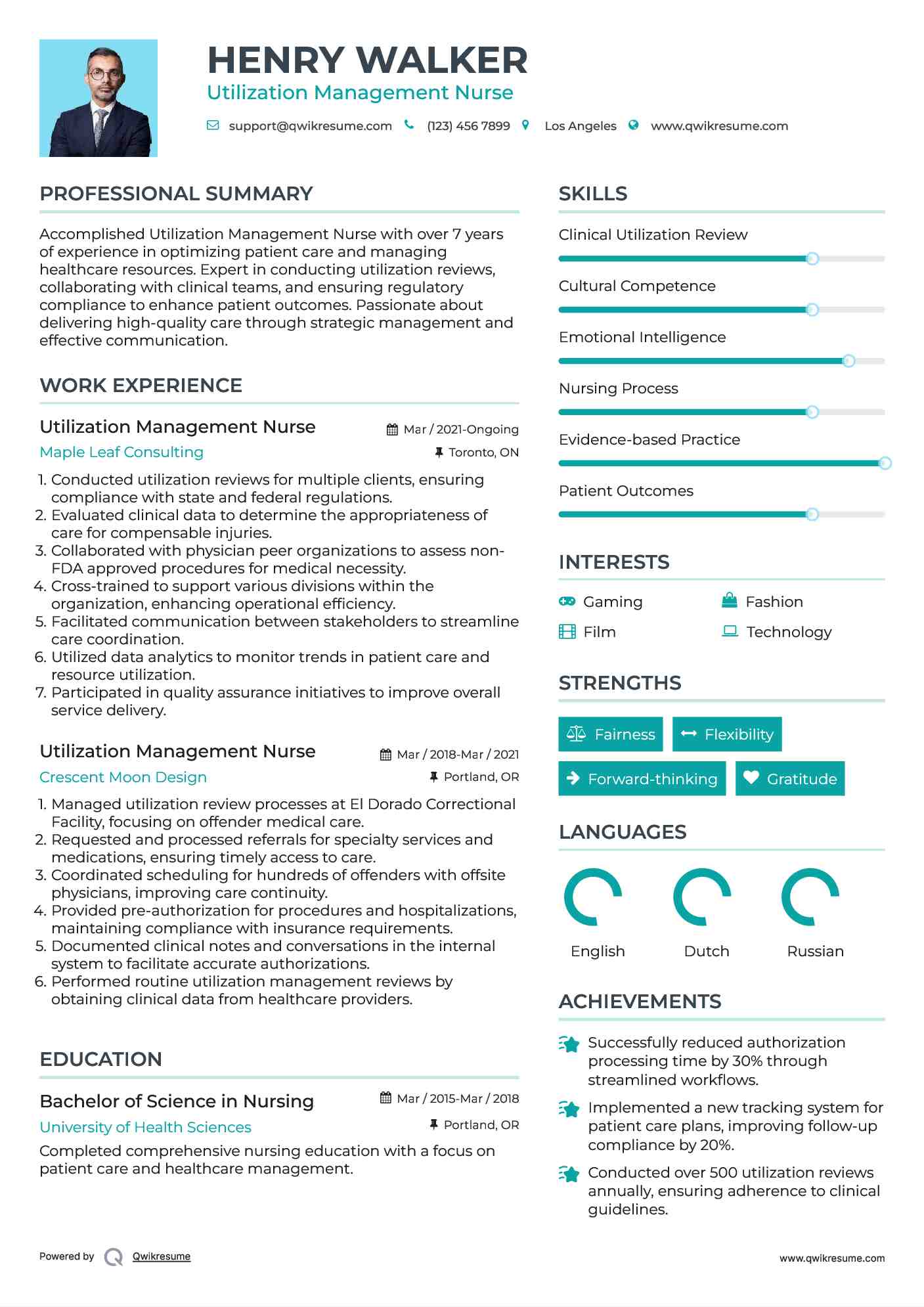 Utilization Management Nurse Resume Model