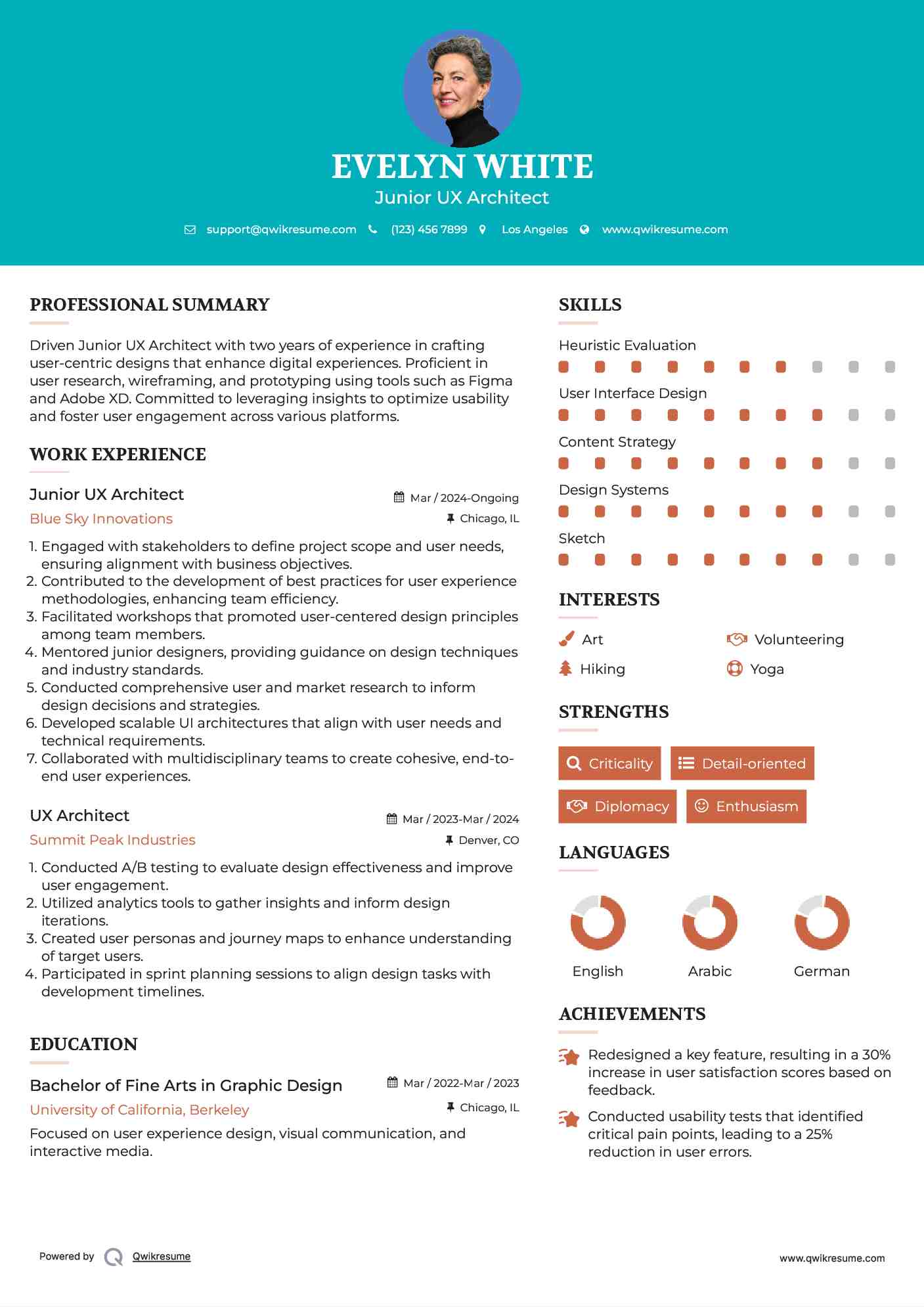 Junior UX Architect Resume Template