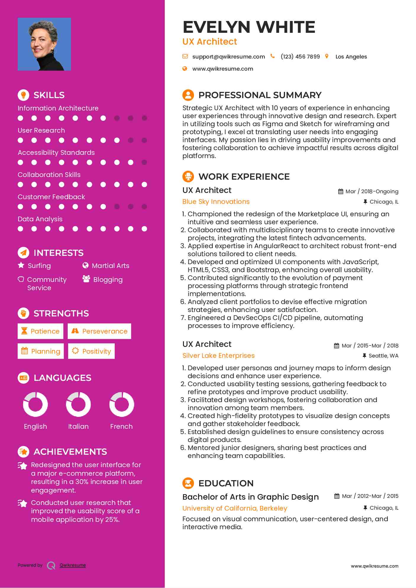 UX Architect Resume Model
