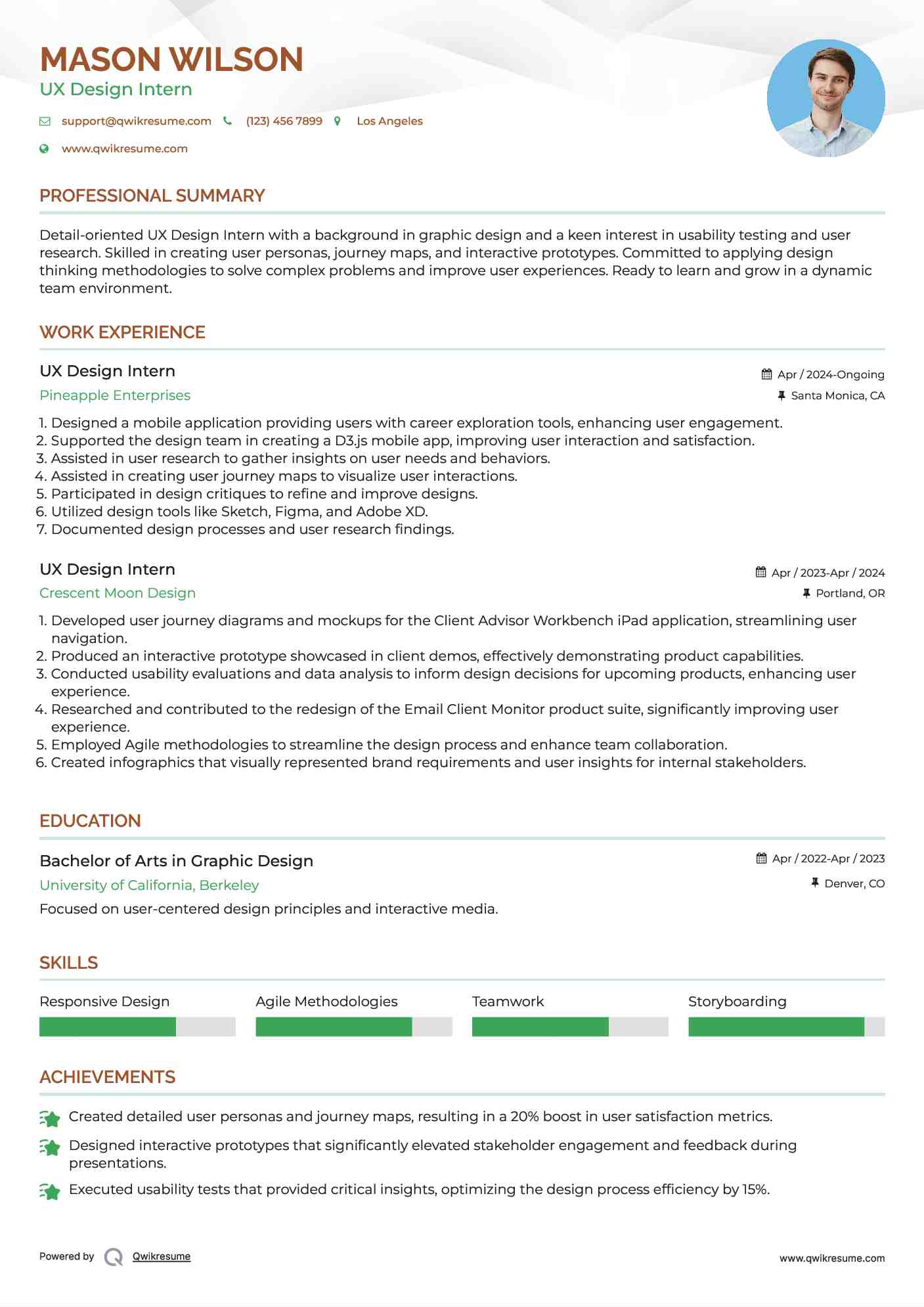 10+ UX Design Intern Resume Samples & Templates for 2025