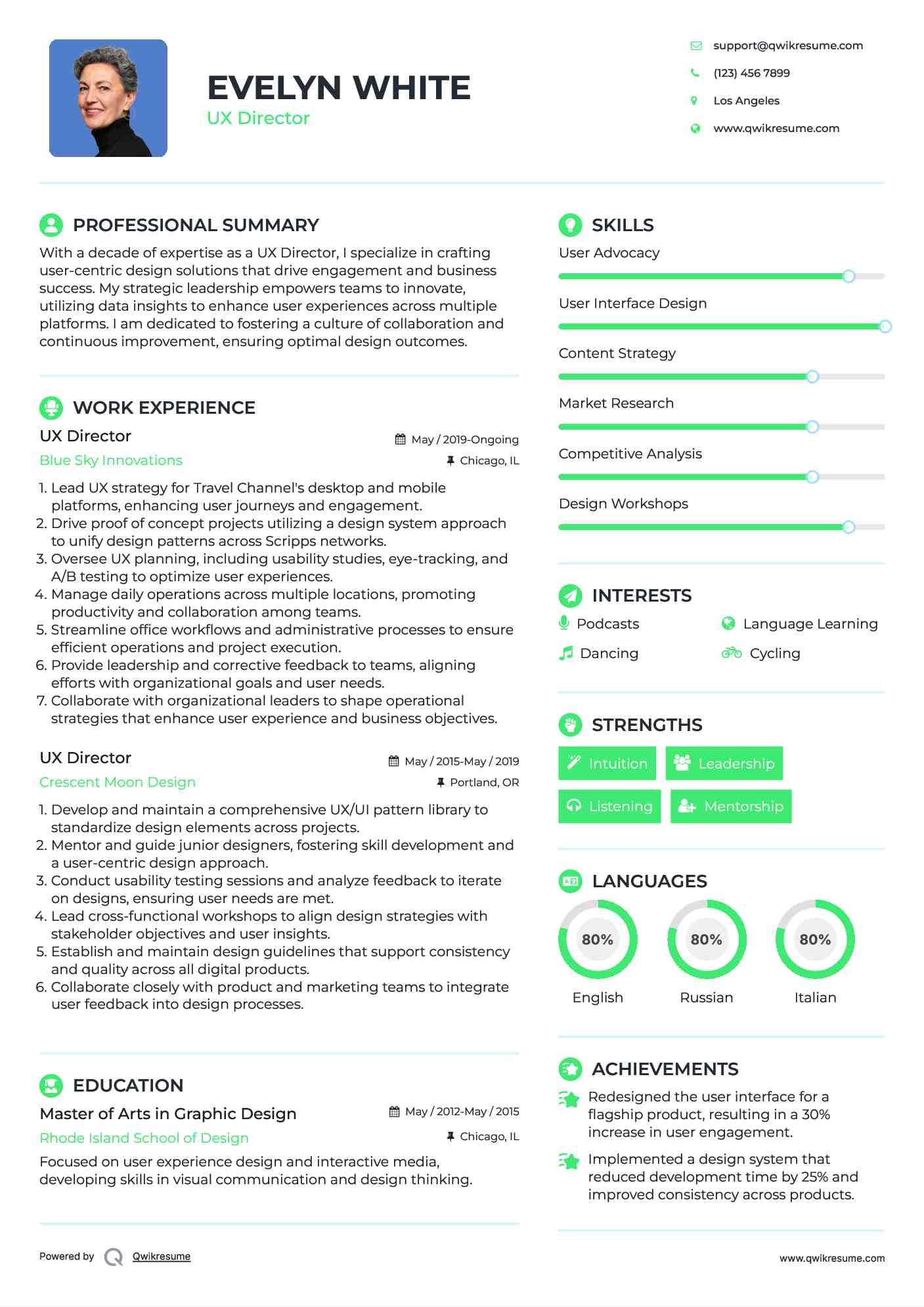 UX Director Resume Model
