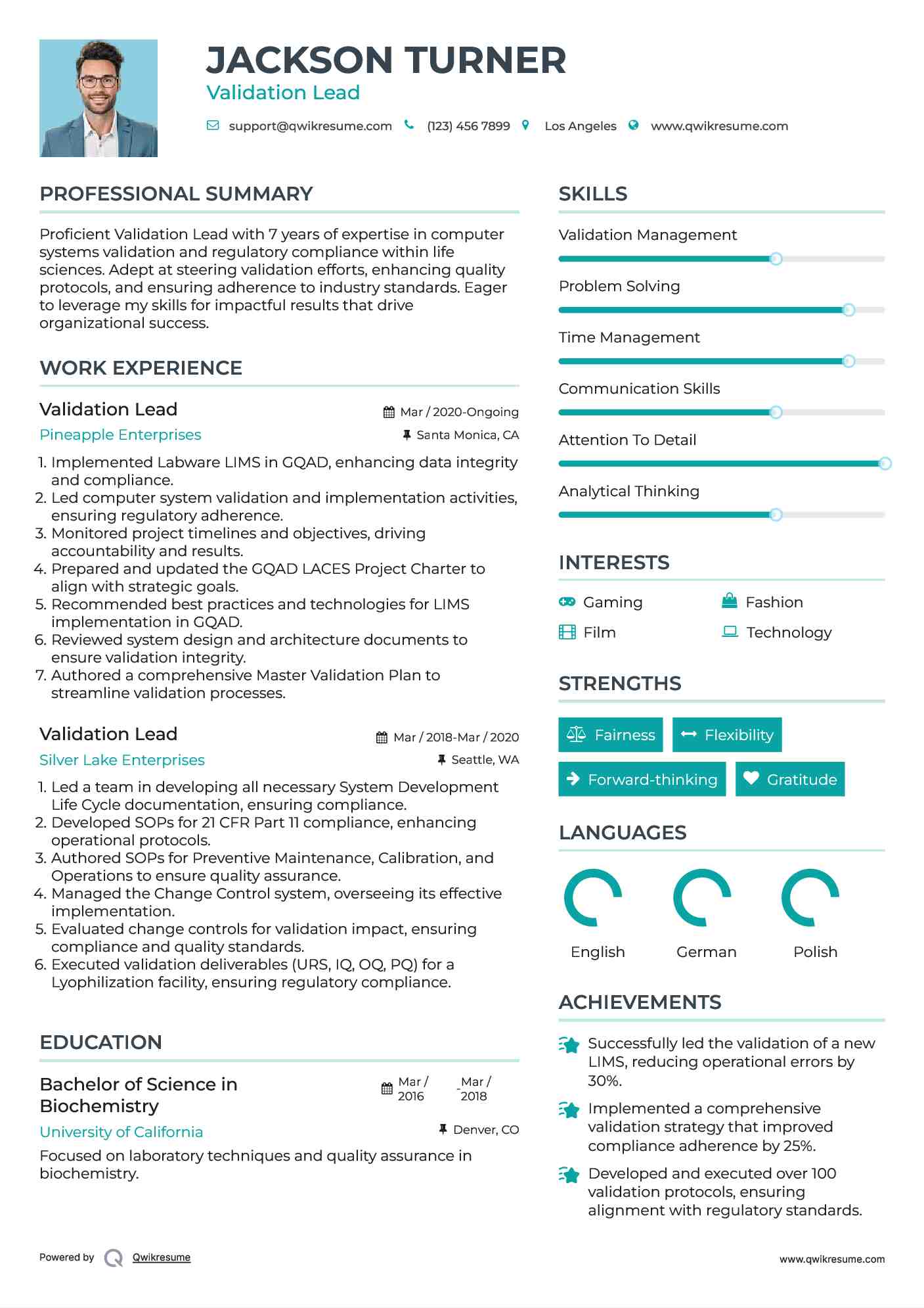 Validation Lead Resume Format