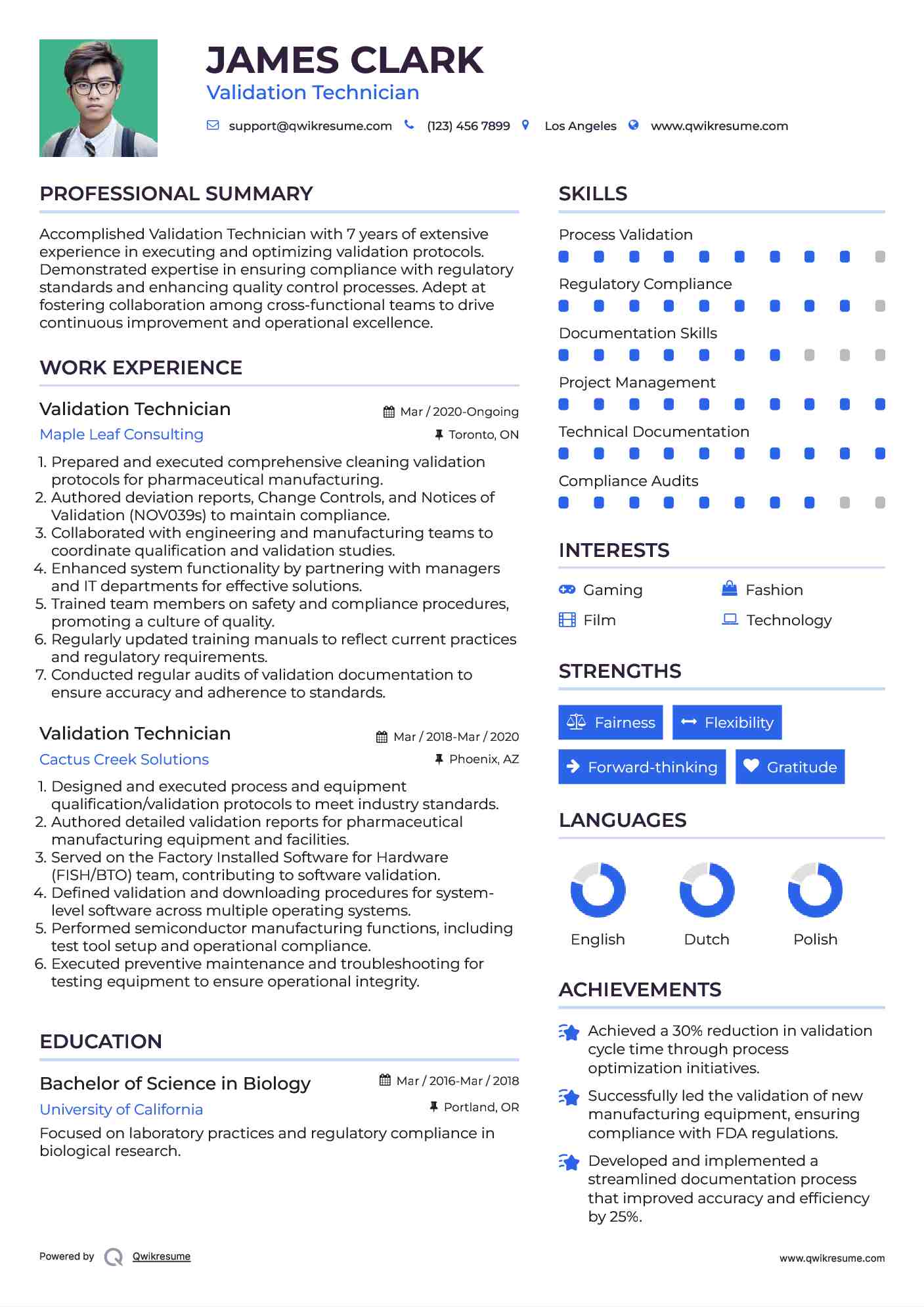 Validation Technician Resume Samples QwikResume