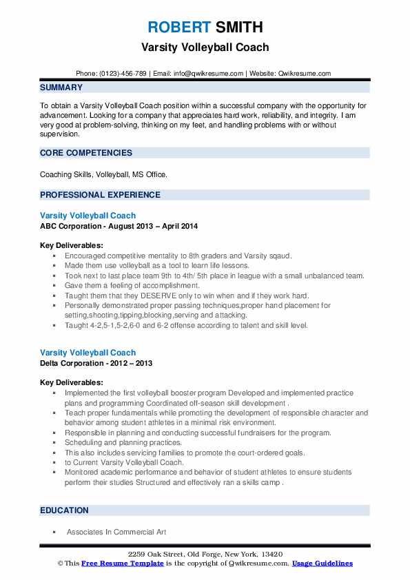 Varsity Volleyball Coach Resume - Varsity Volleyball Coach 1647589574 Pdf 