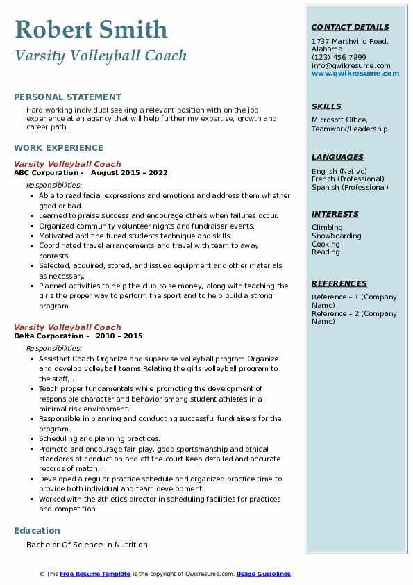 Varsity Volleyball Coach Resume - Varsity Volleyball Coach 1647590586 Pdf 