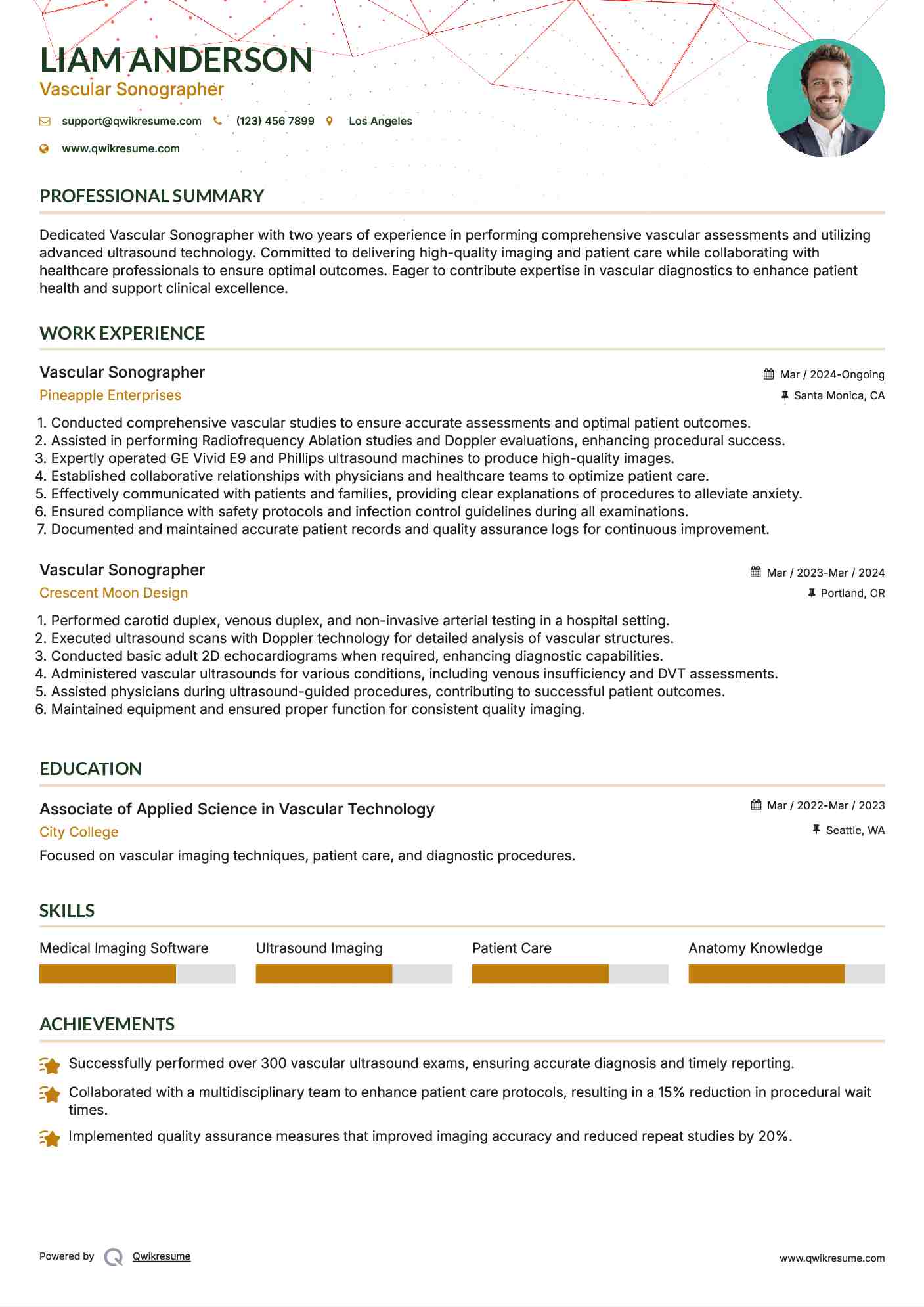 Vascular Sonographer Resume Format