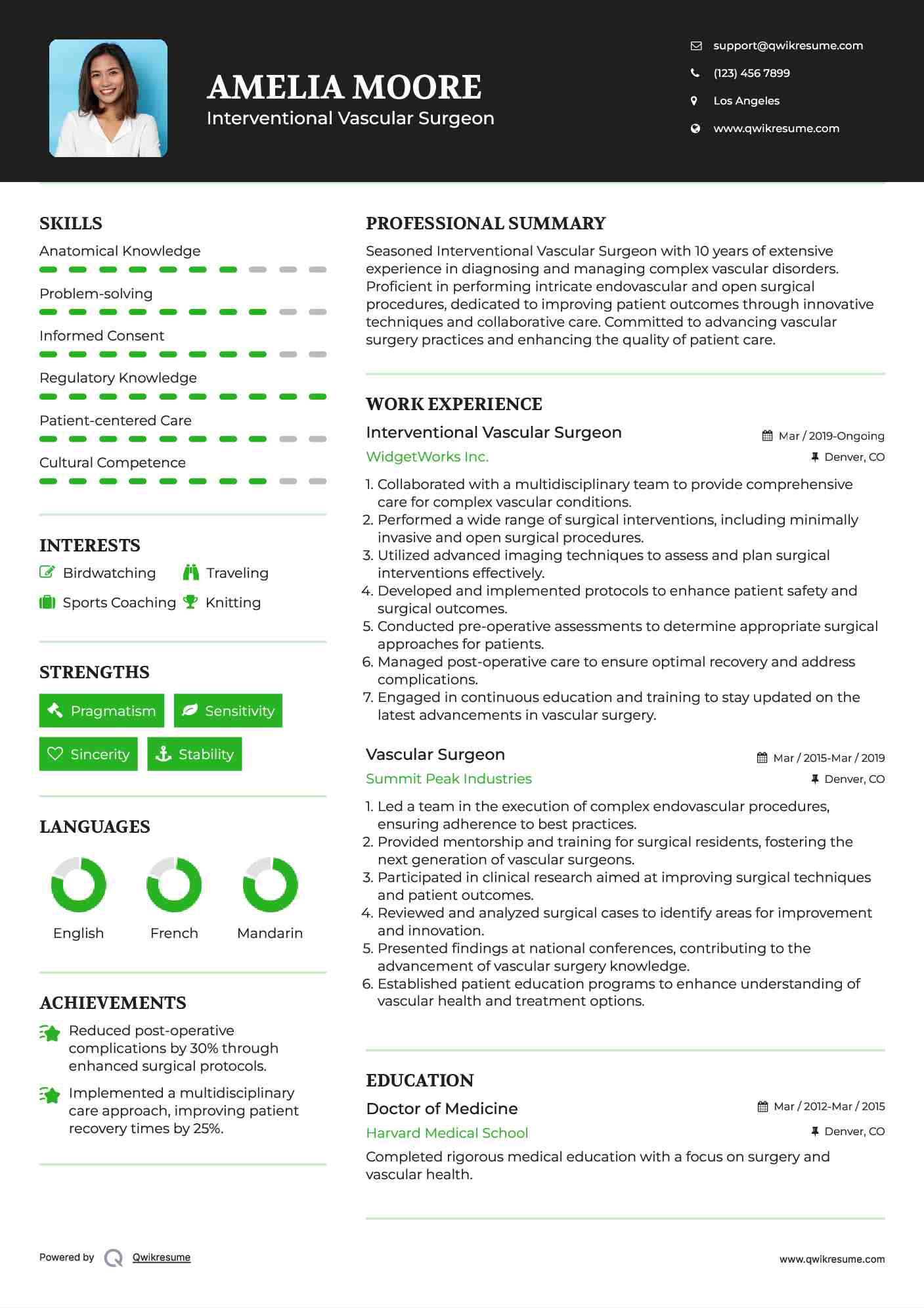 Interventional Vascular Surgeon Resume Format