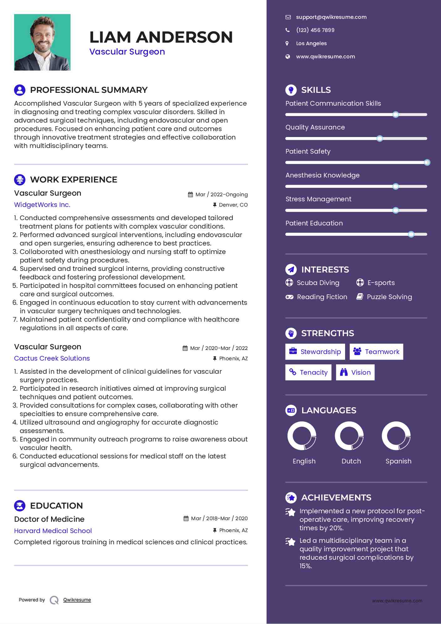 Vascular Surgeon Resume Example