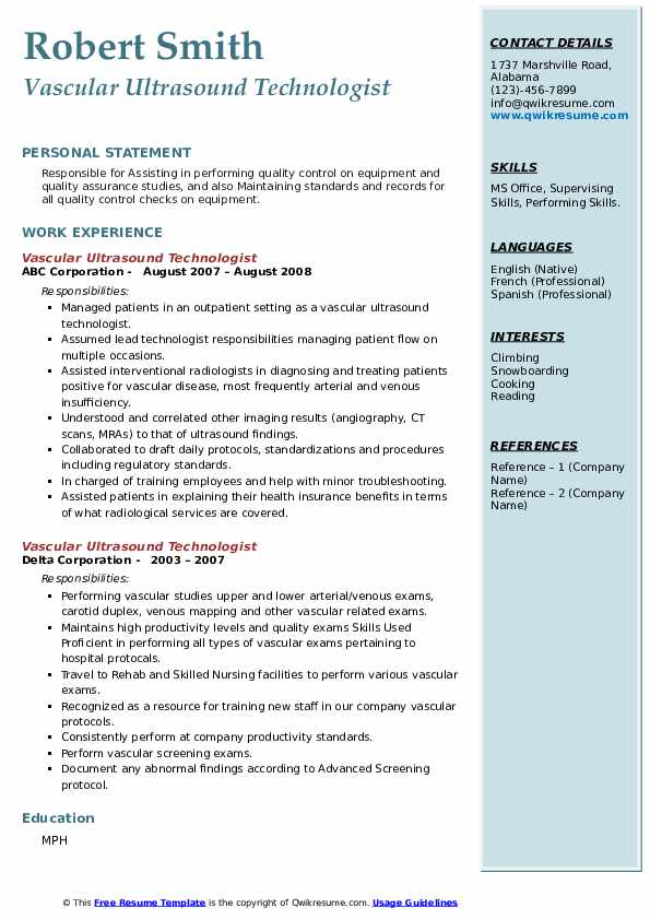 Vascular Ultrasound Technologist - Vascular Ultrasound Technologist 1610876076 Pdf 