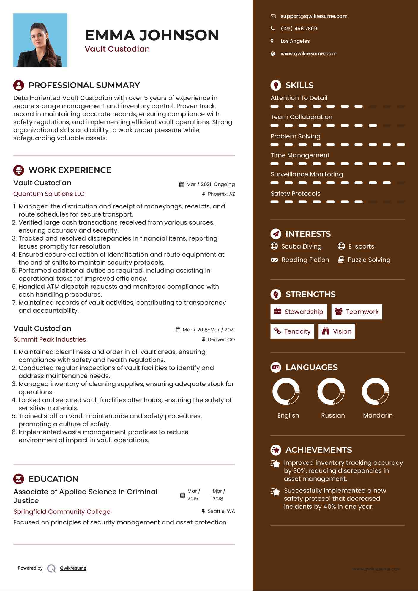 10 Vault Custodian Resume Samples - Vault Custodian 1664012170 Pdf 