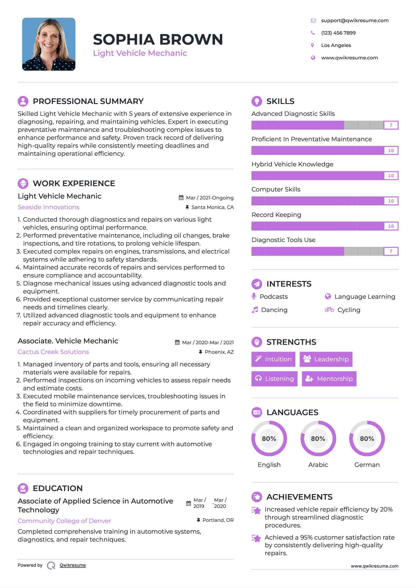 10 Vehicle Mechanic Resume Samples - Vehicle Mechanic 1579075948 Pdf