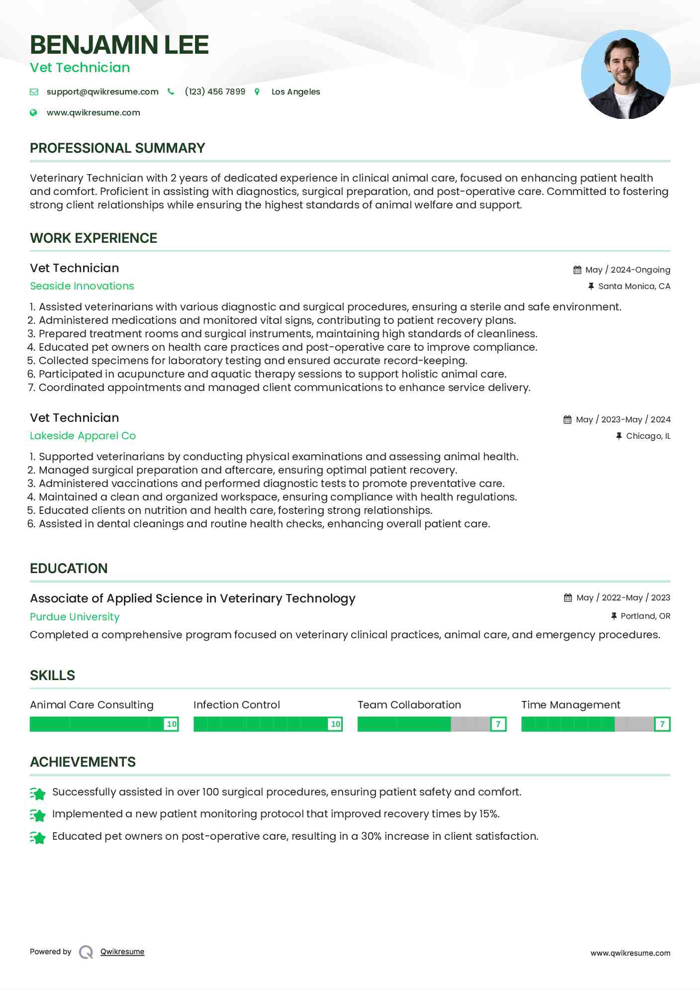 Vet Technician Resume Format