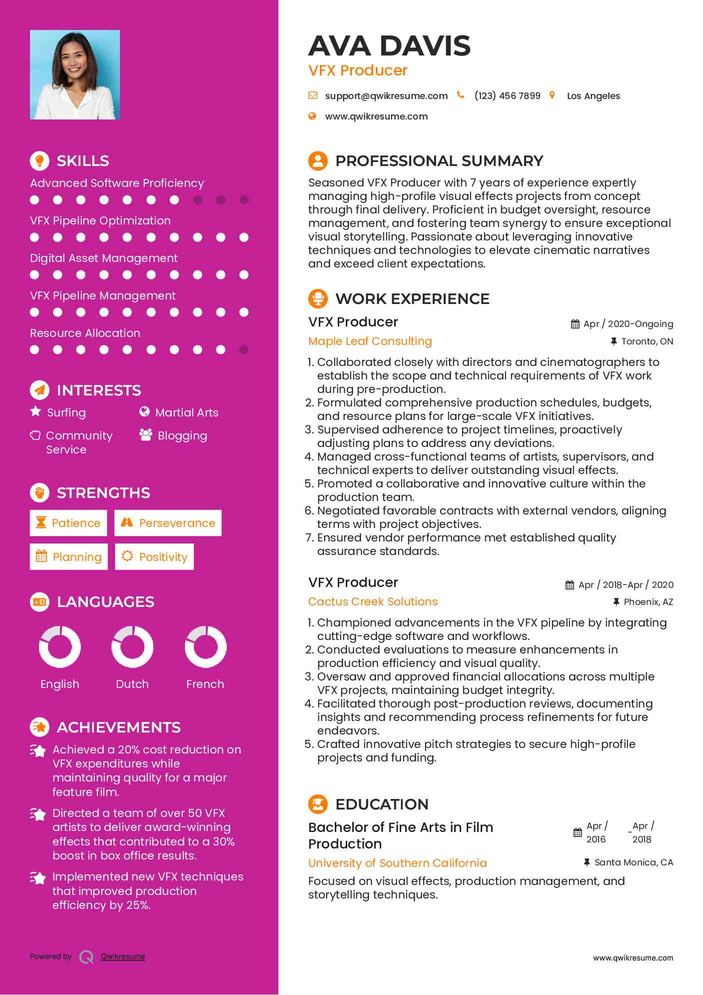 VFX Producer Resume Template