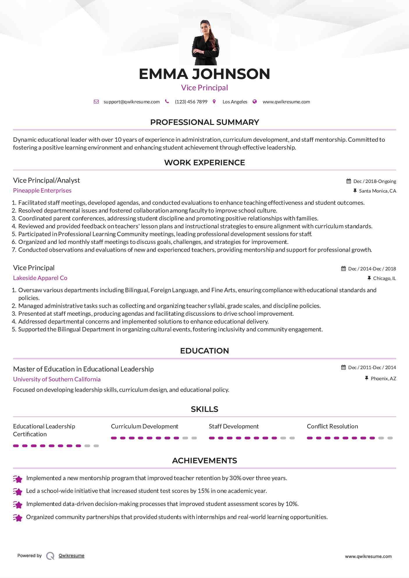 10 Vice Principal Resume Samples - Vice Principal 1586166777 Pdf 