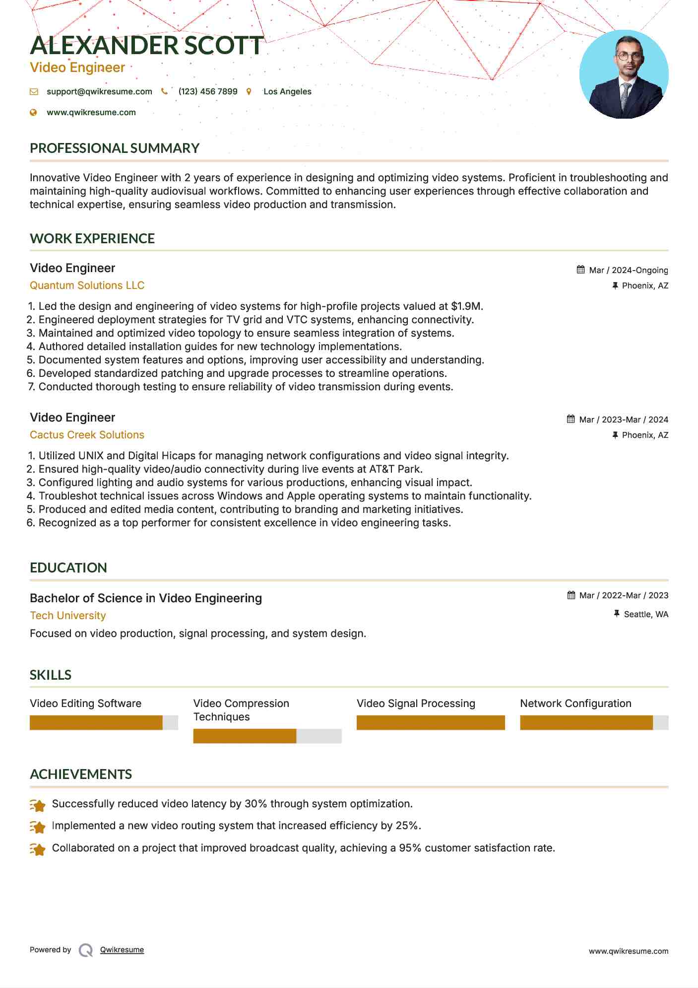 Video Engineer Resume Model