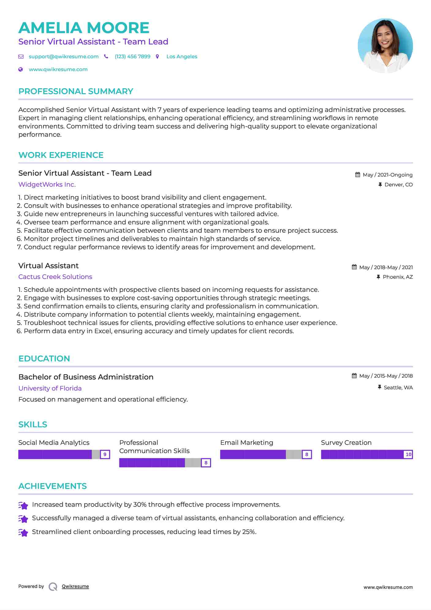 Virtual Assistant III Resume Model