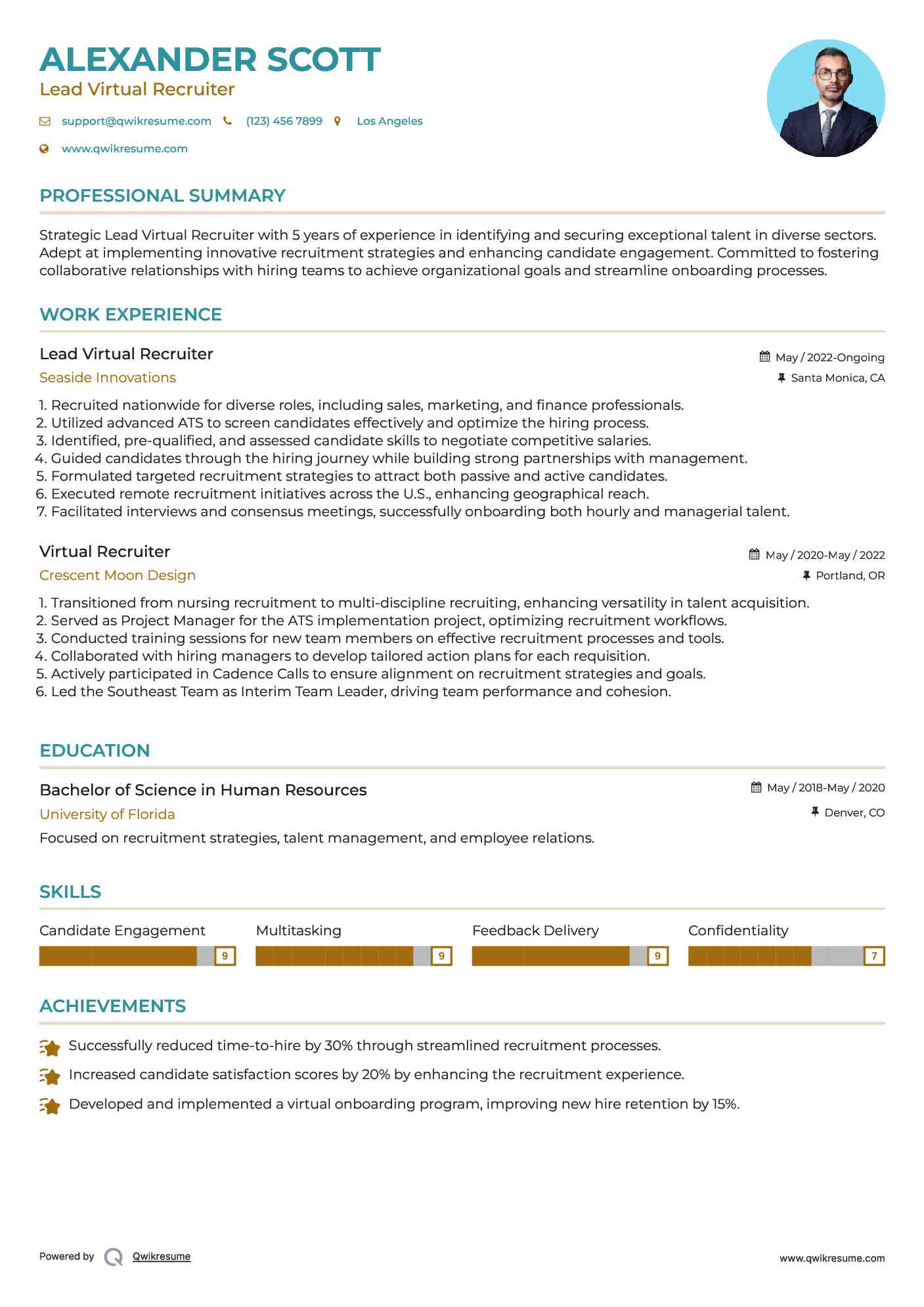 Lead Virtual Recruiter Resume Model