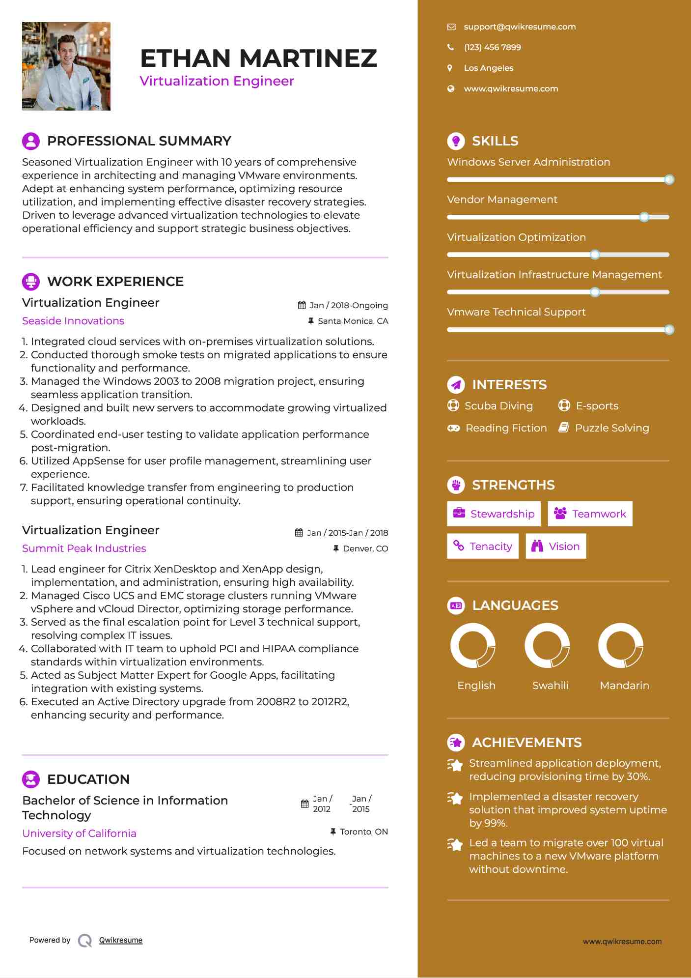 Virtualization Engineer Resume Model