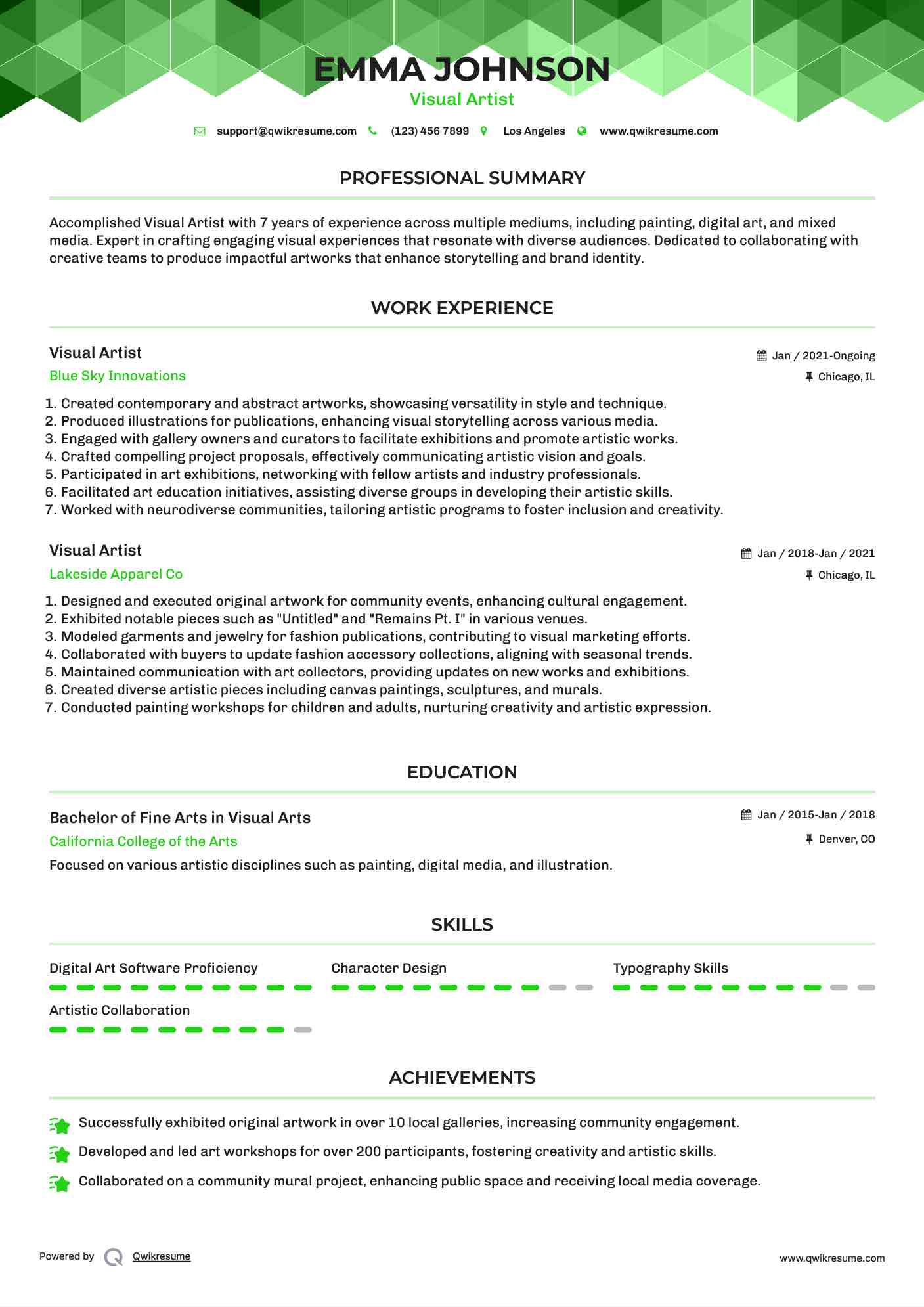 10 Visual Artist Resume Samples - Visual Artist 1610965044 Pdf