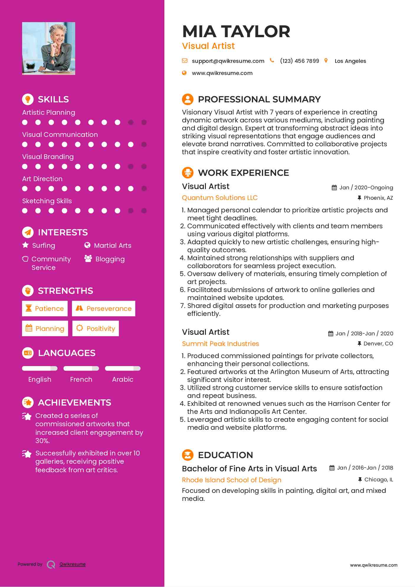 10 Visual Artist Resume Samples - Visual Artist 1610965284 Pdf