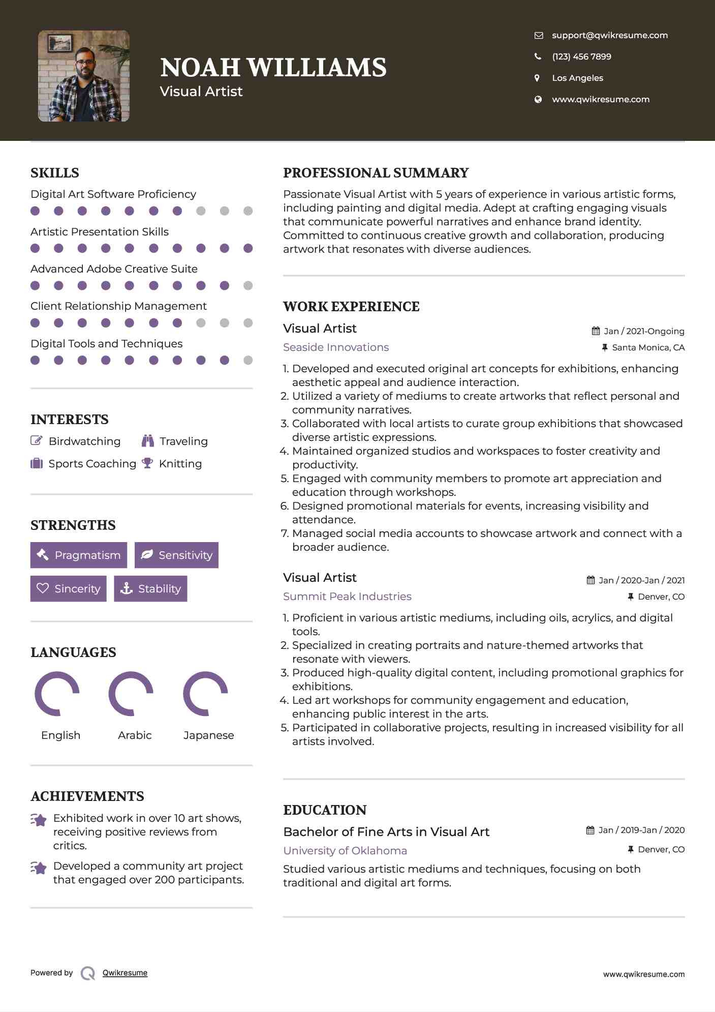 10 Visual Artist Resume Samples - Visual Artist 1610965309 Pdf