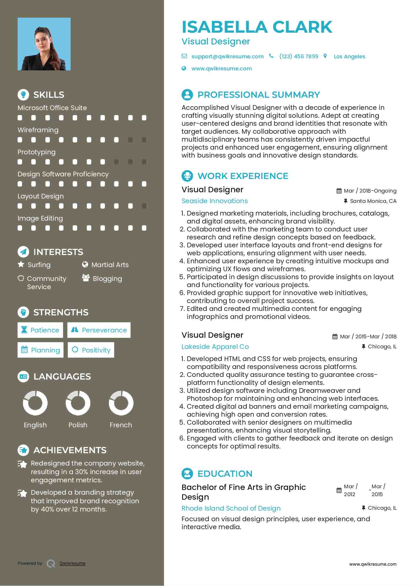 Visual Designer Resume Template