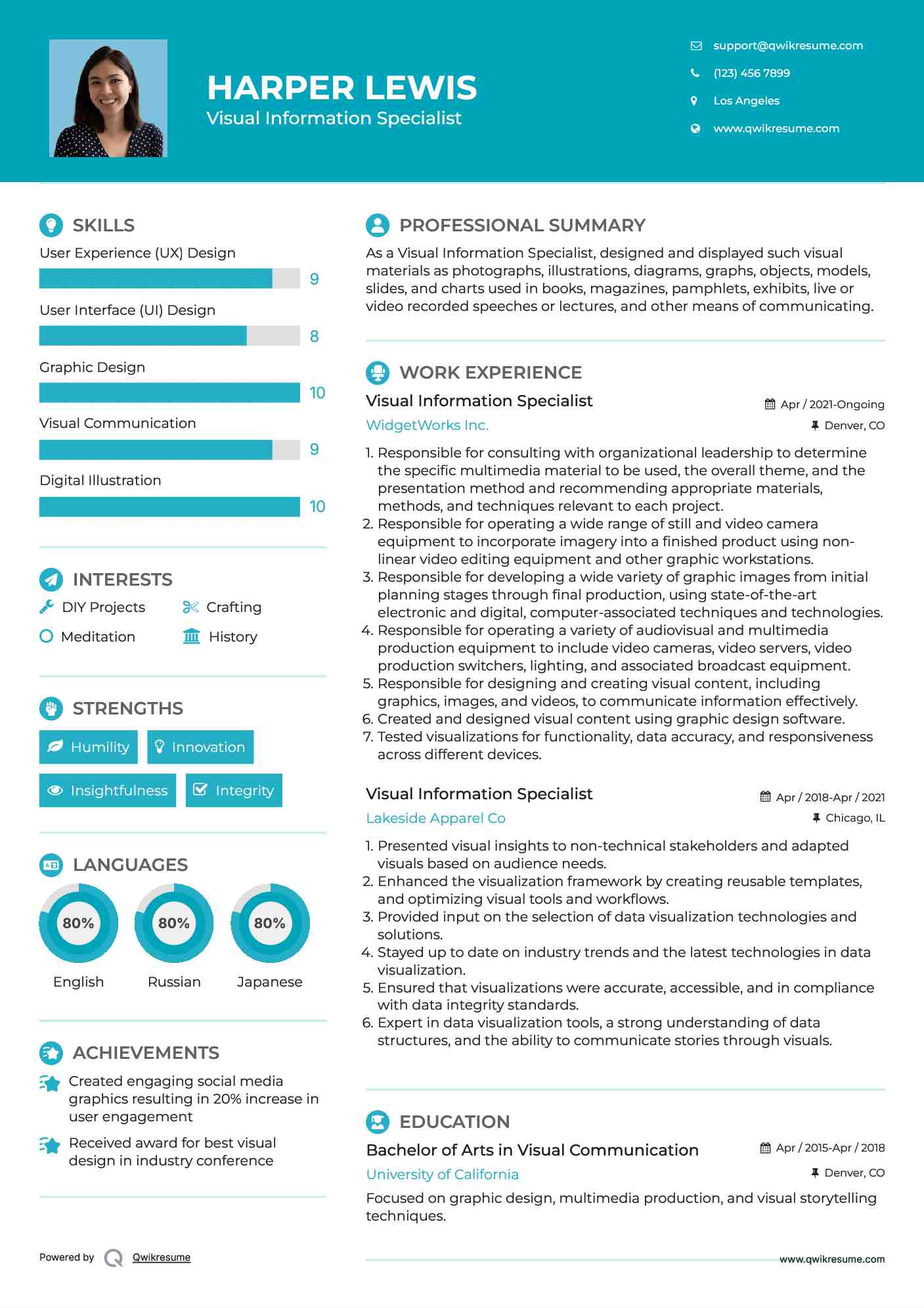 Visual Information Specialist Resume Format