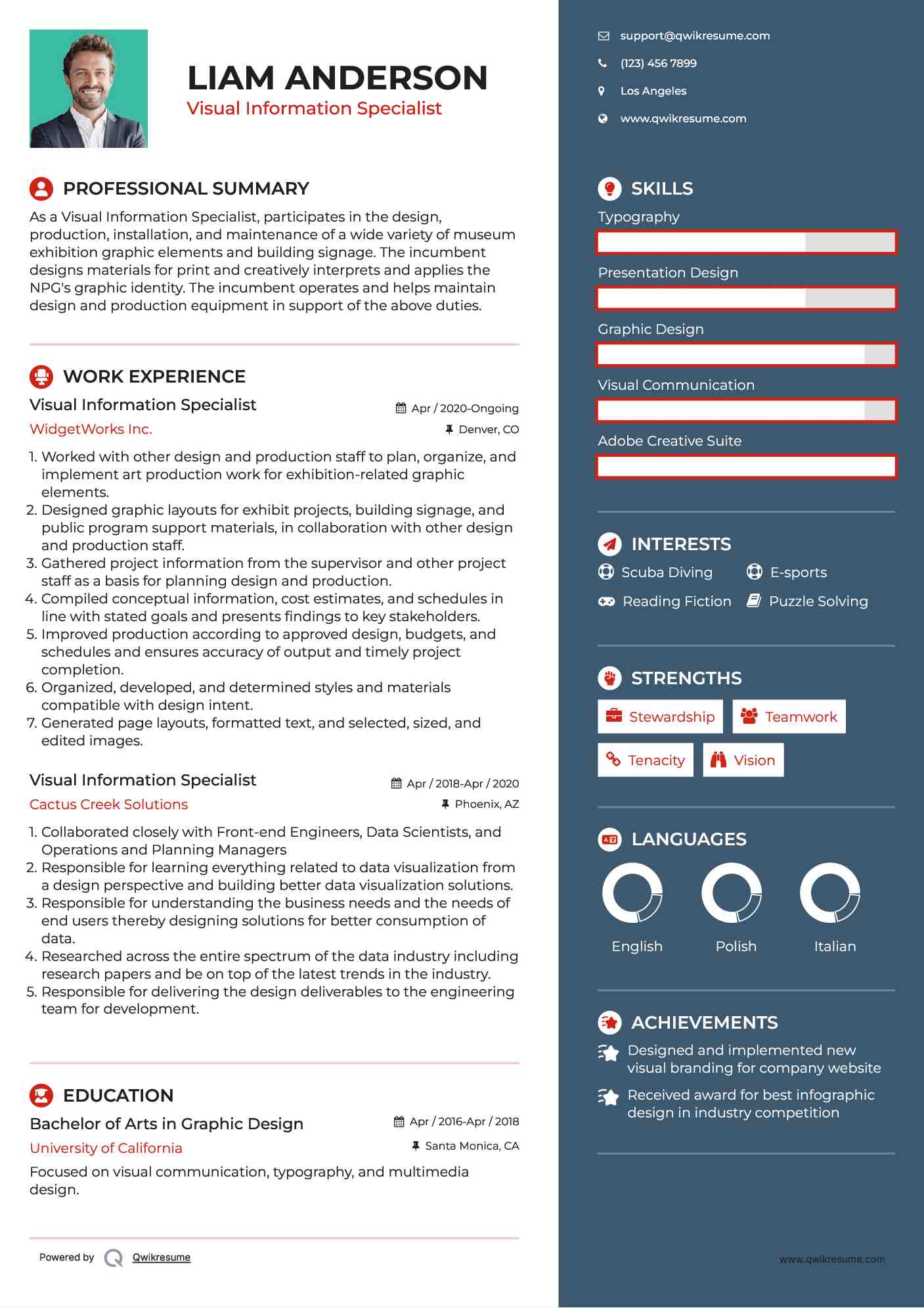 Visual Information Specialist Resume Sample