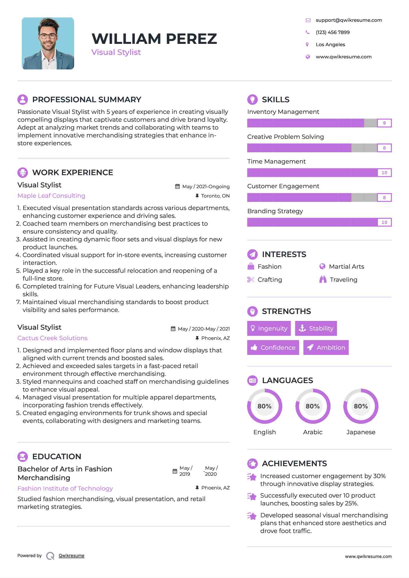 Visual Stylist Resume Template