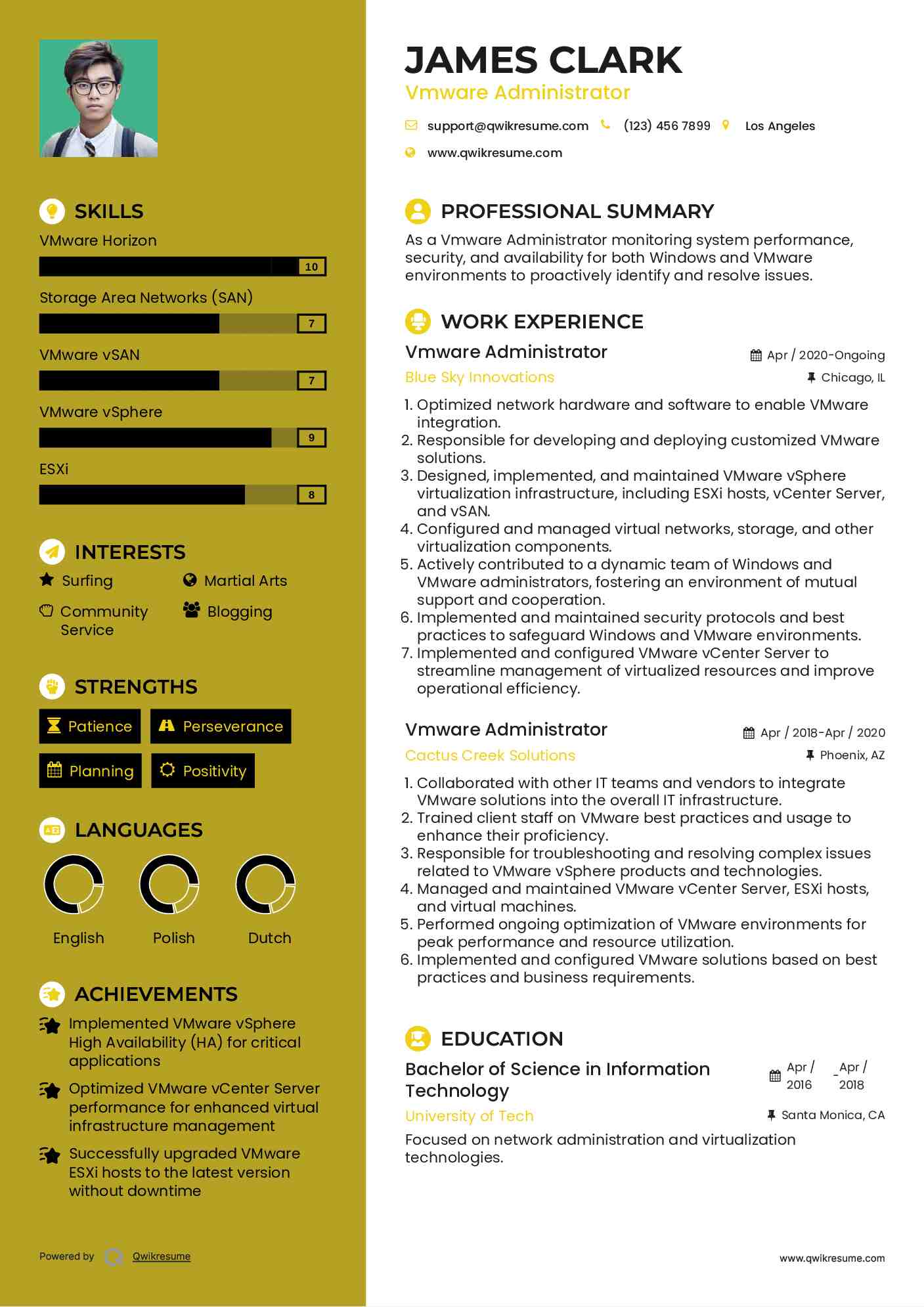 Vmware Administrator Resume Format