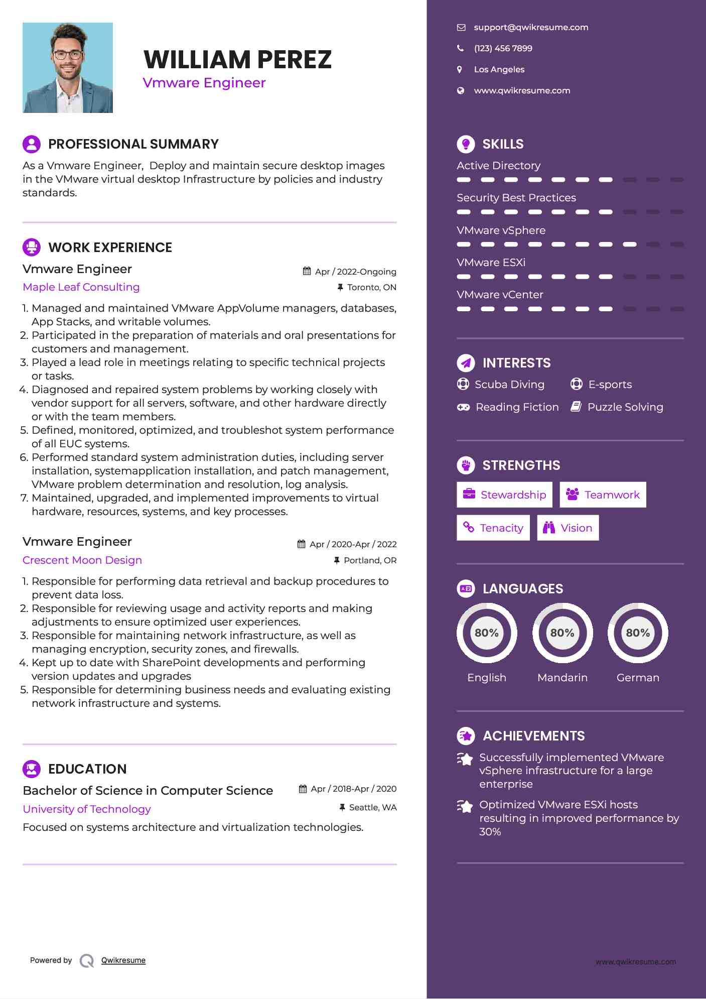 Vmware Engineer Resume Model