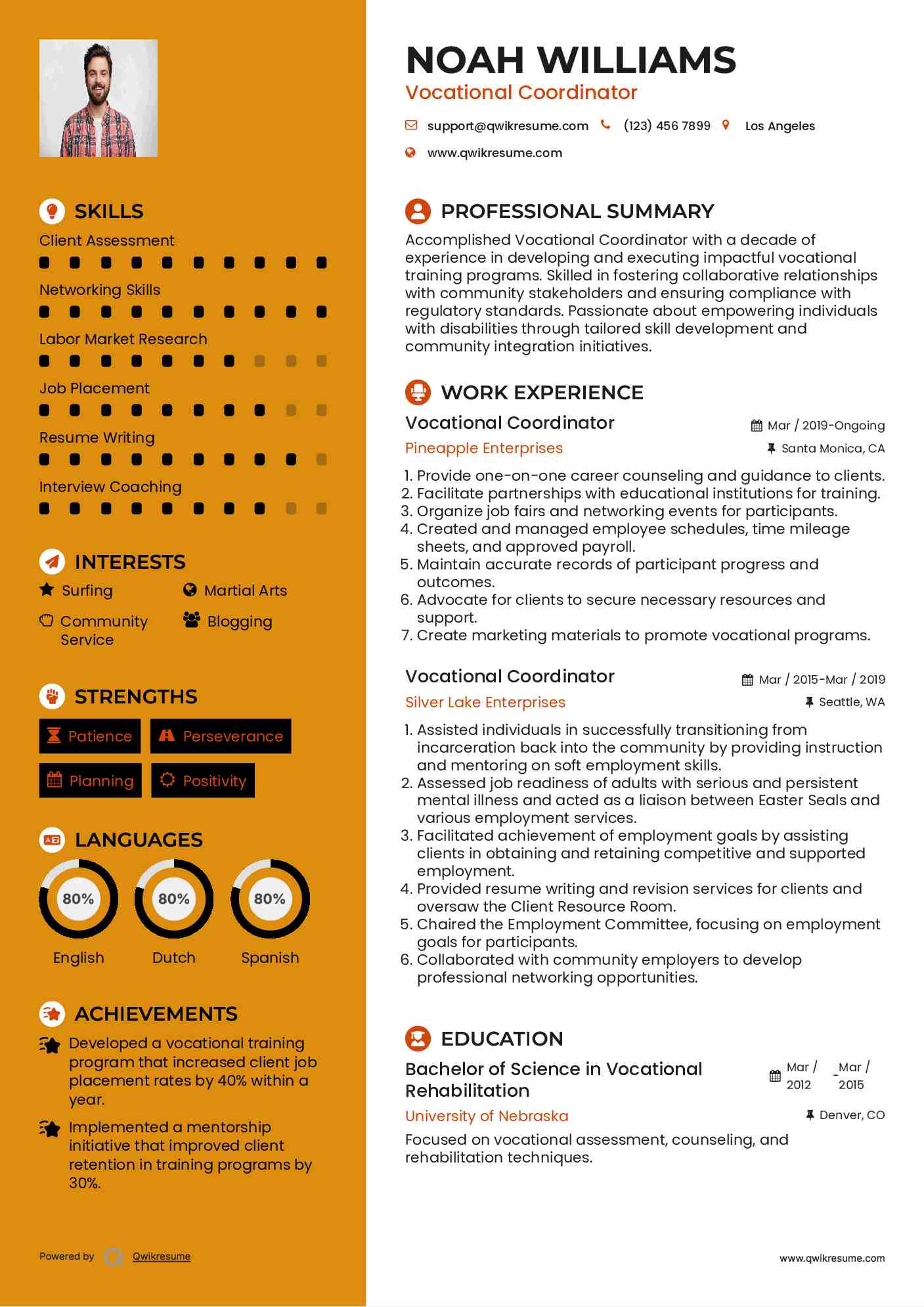 Vocational Coordinator Resume Template