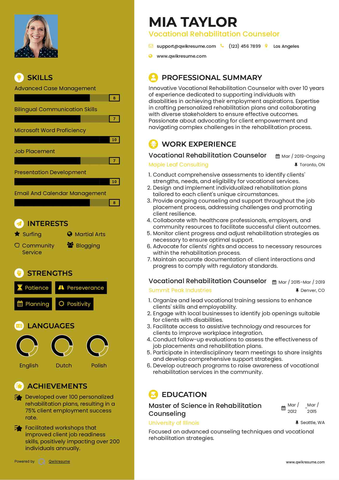 Vocational Rehabilitation Counselor Resume Template