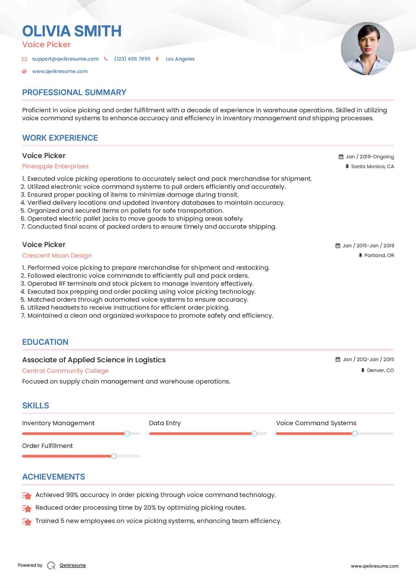 10+ Voice Picker Resume Samples & Templates for 2025