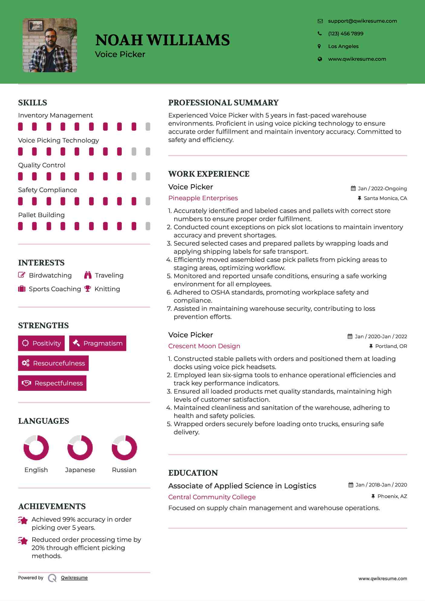 10+ Voice Picker Resume Samples & Templates for 2025