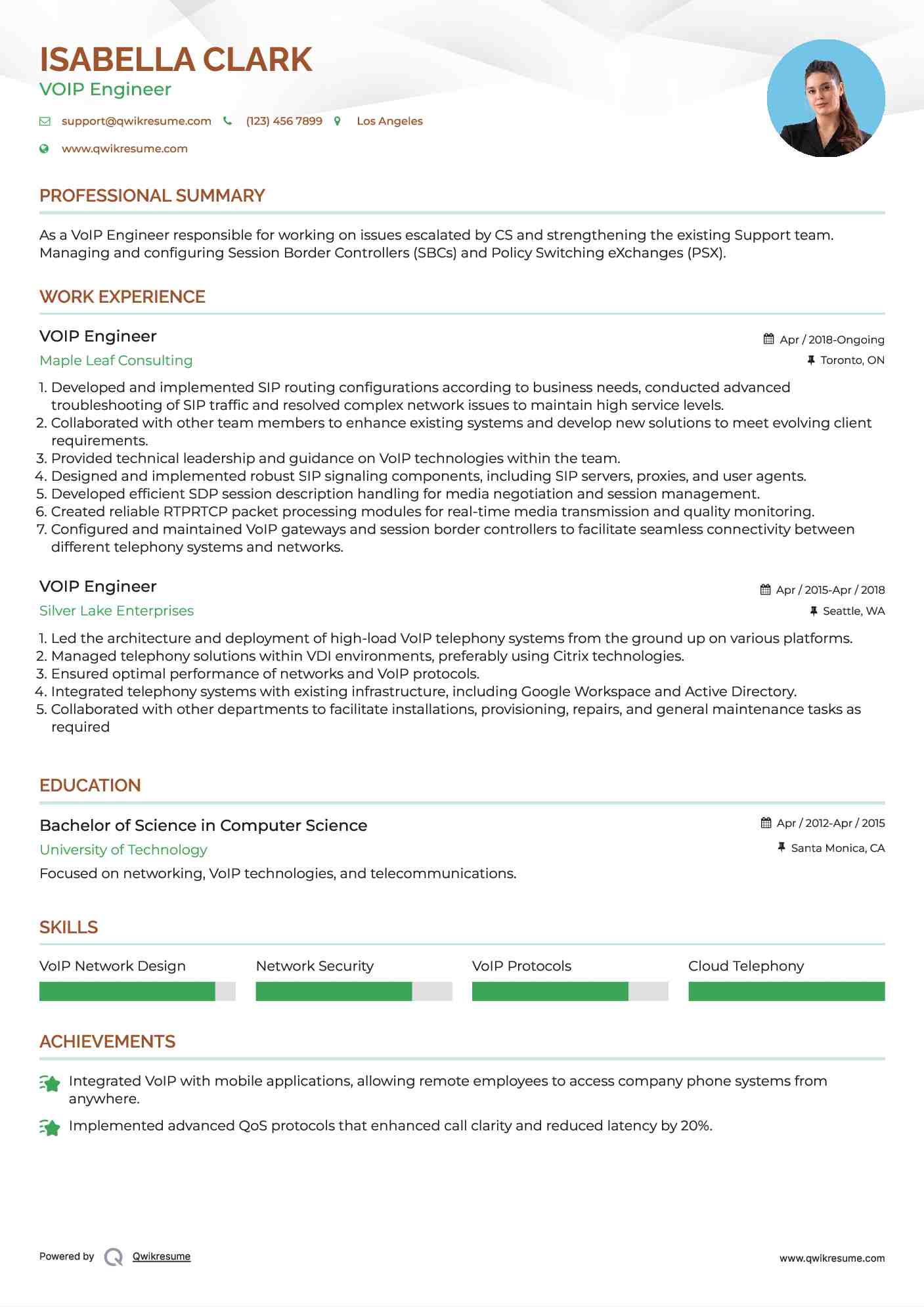 VOIP Engineer Resume Model