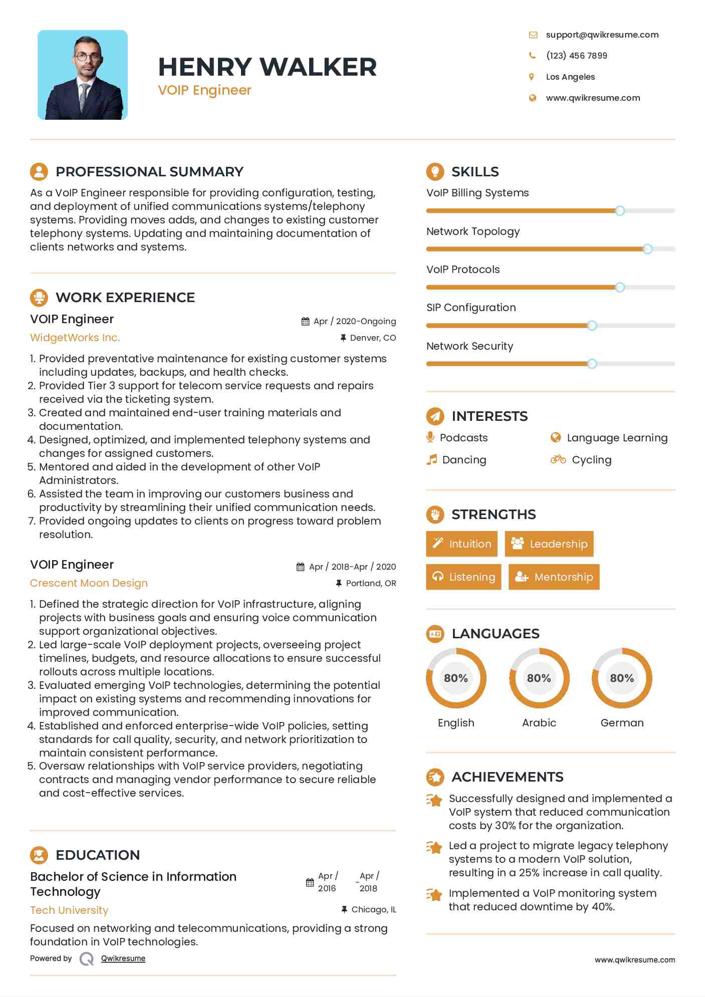 VOIP Engineer Resume Sample