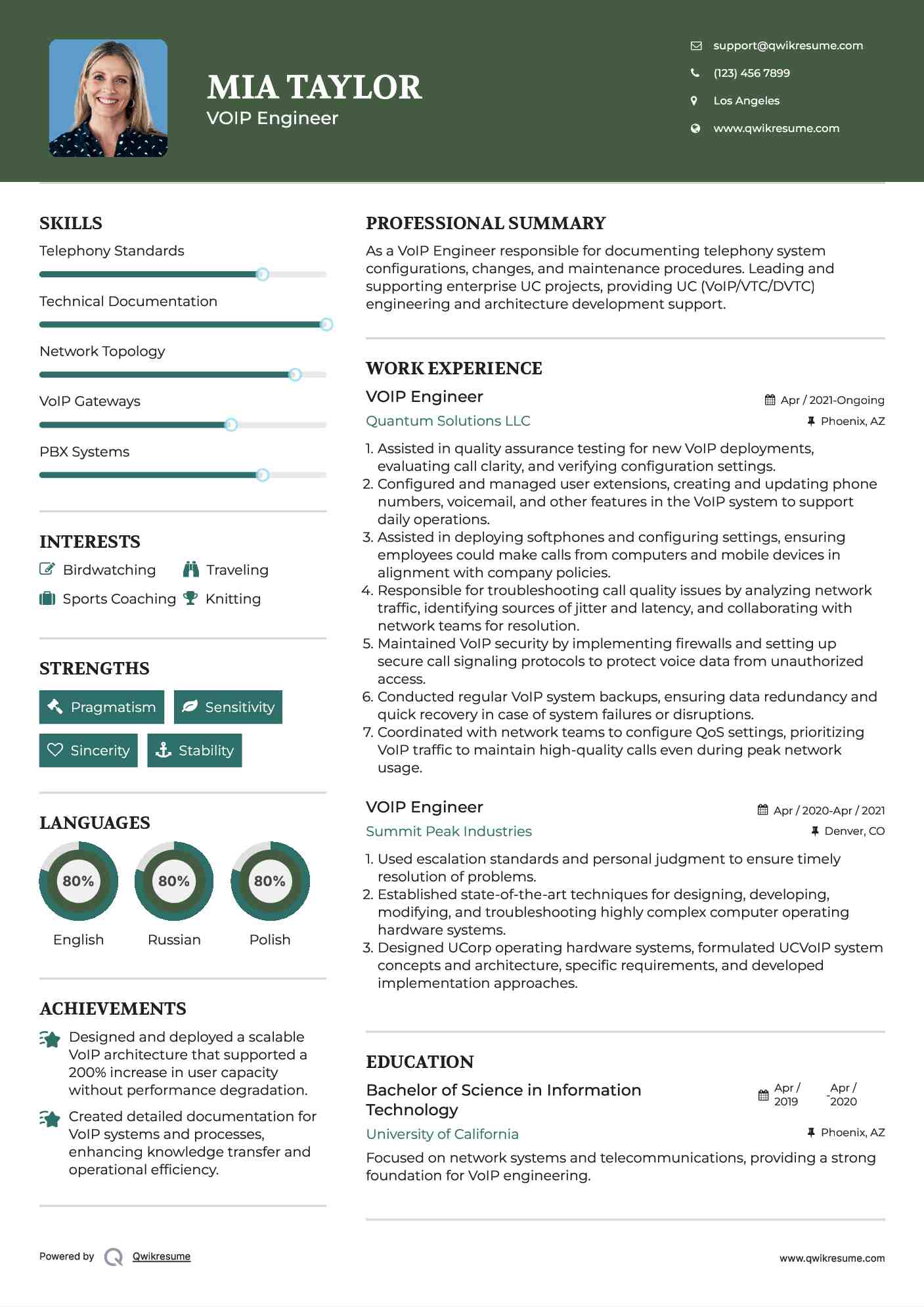 VOIP Engineer Resume Template
