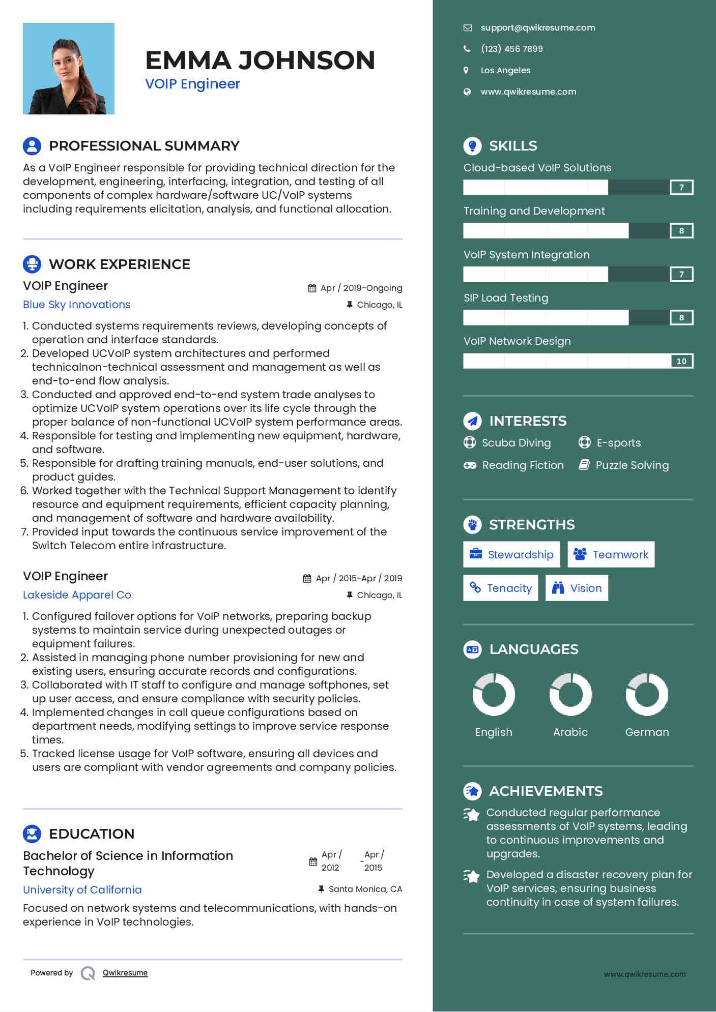 VOIP Engineer Resume Example