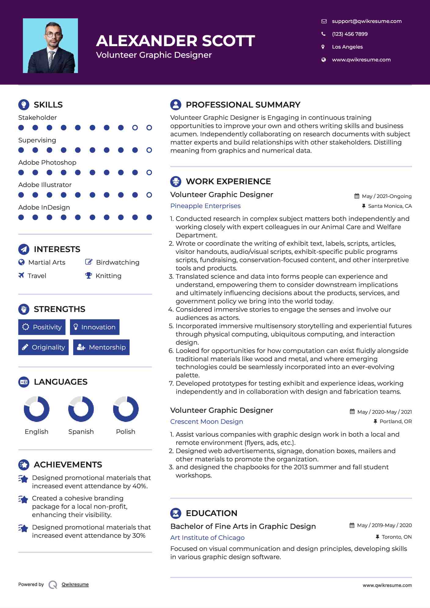 Volunteer Graphic Designer Resume Model