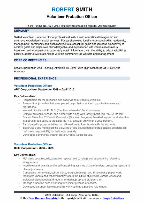 Volunteer Probation Officer Resume - Volunteer Probation Officer 1659974502 Pdf 
