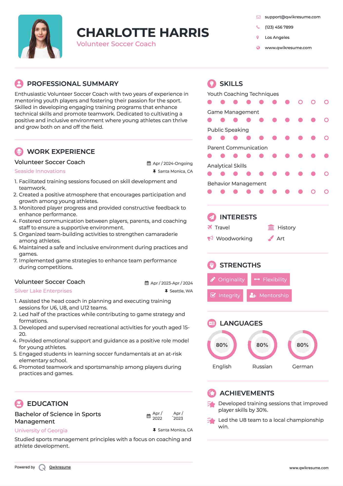 Volunteer Soccer Coach Resume Format