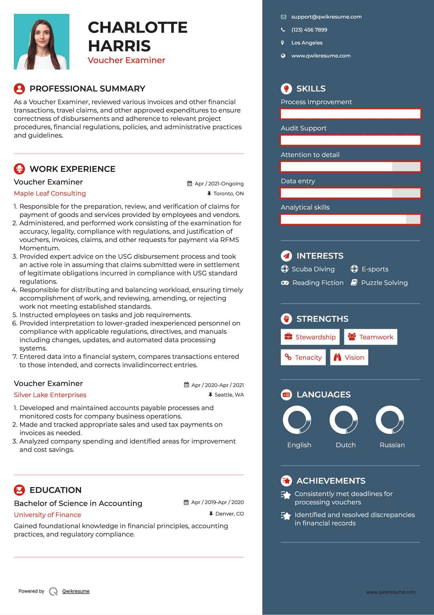 Voucher Examiner Resume Model
